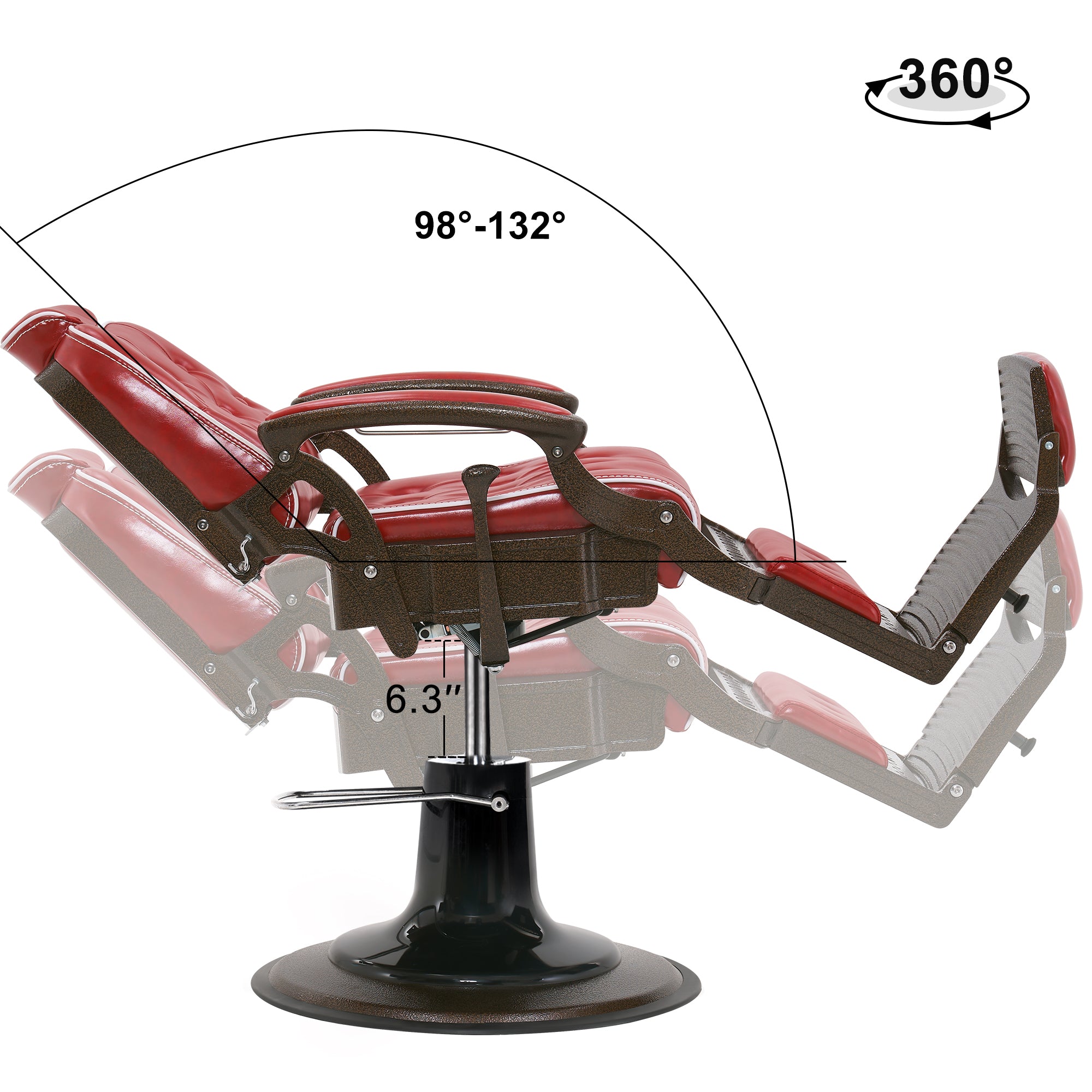BarberPub All Purpose Barber Chair, Vintage Reclining Hydraulic Hair Salon Chair 9218