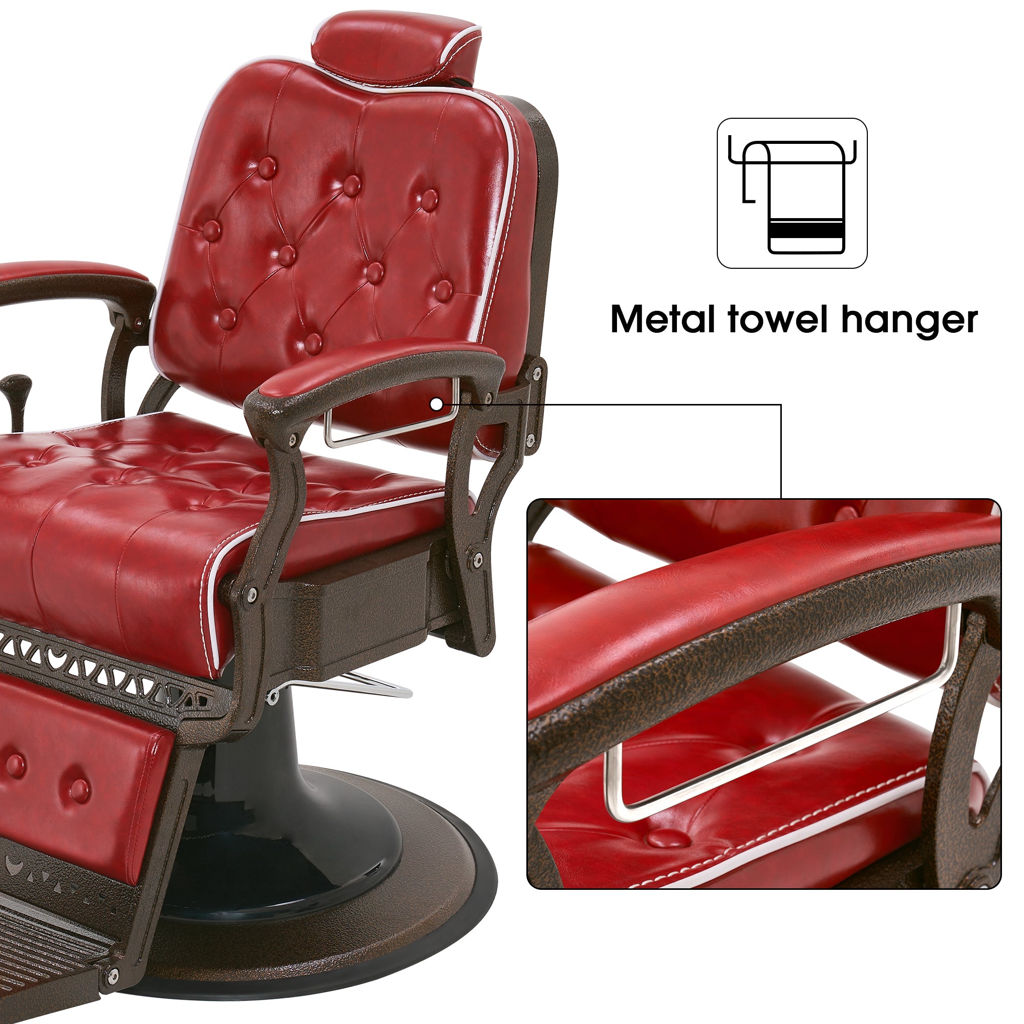 BarberPub All Purpose Barber Chair, Vintage Reclining Hydraulic Hair Salon Chair 9218