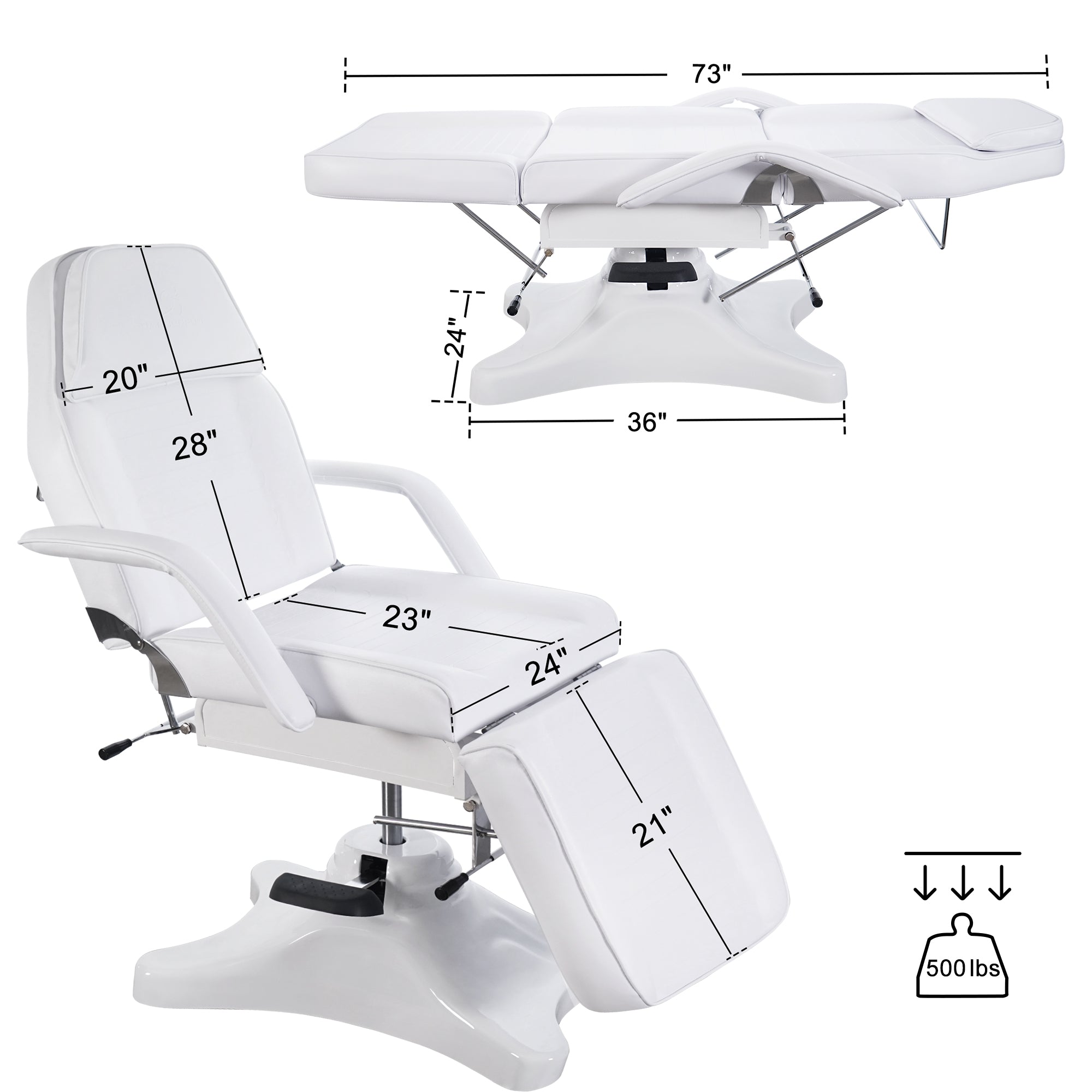 BarberPub PRO Massage Bed Adjustable Spa Table with Hydraulic Pump 9613