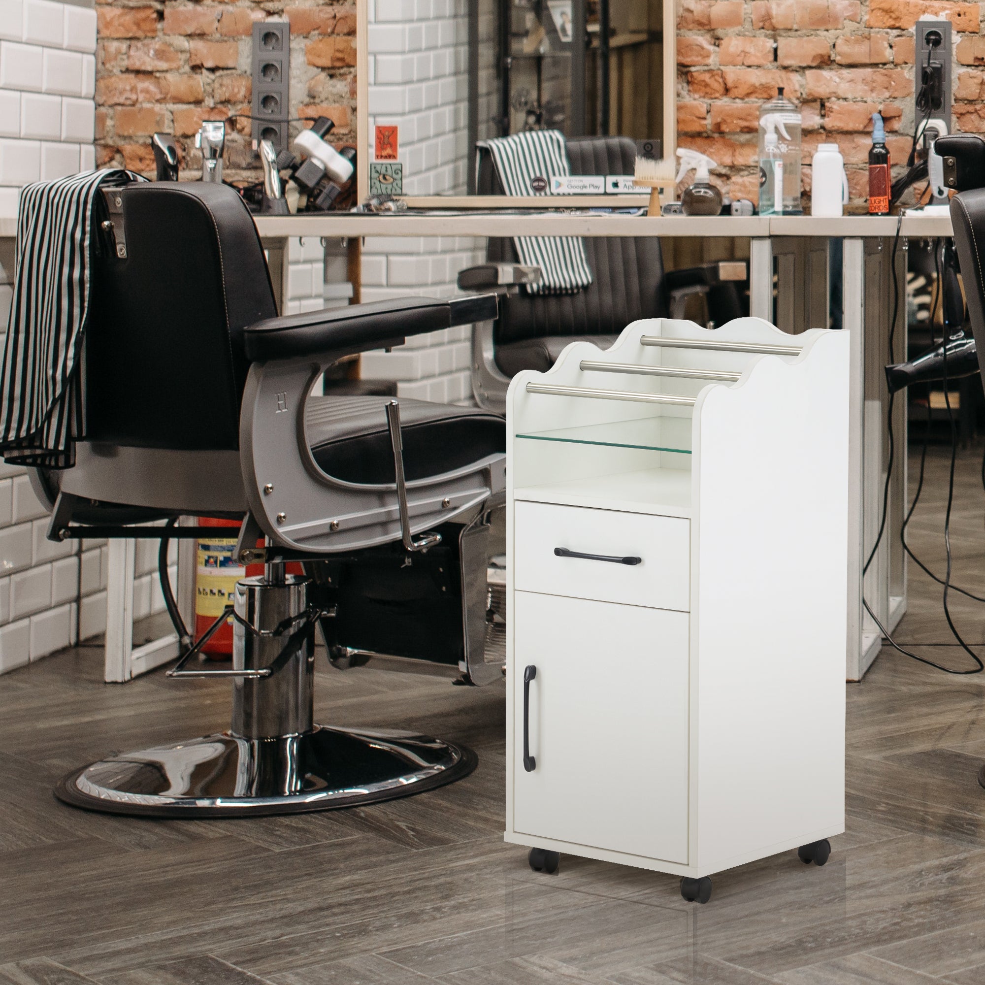 Hair Salon Cart with Stroage Cabinet, Barber Rolling Trolley for Hair Stylist, Beauty Organizer 2013
