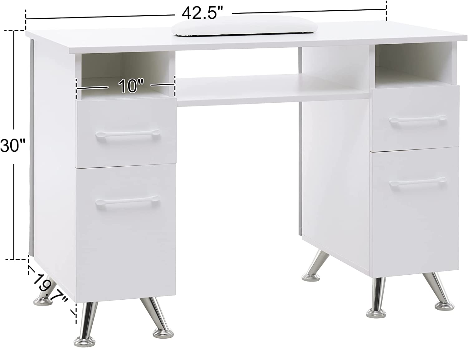 BarberPub Acetone Resistant Manicure Table Nail Equipment for Storage 2671