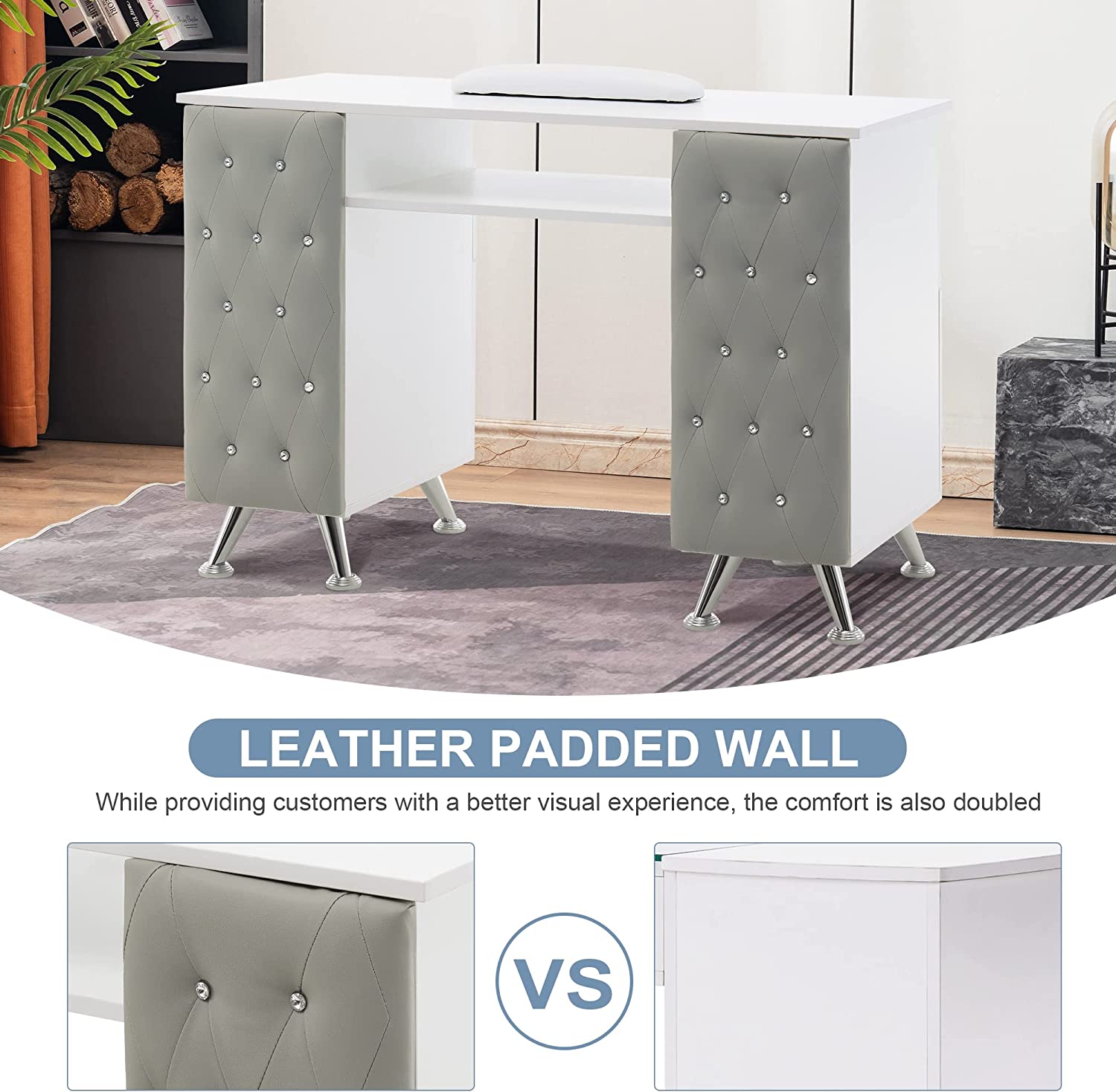 BarberPub Acetone Resistant Manicure Table Nail Equipment for Storage 2671