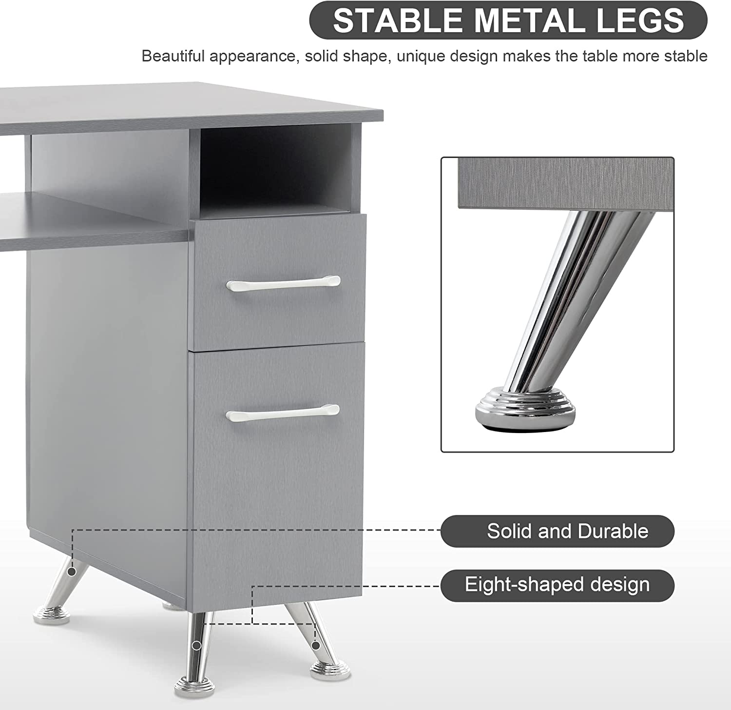 BarberPub Acetone Resistant Manicure Table Nail Equipment for Storage 2671