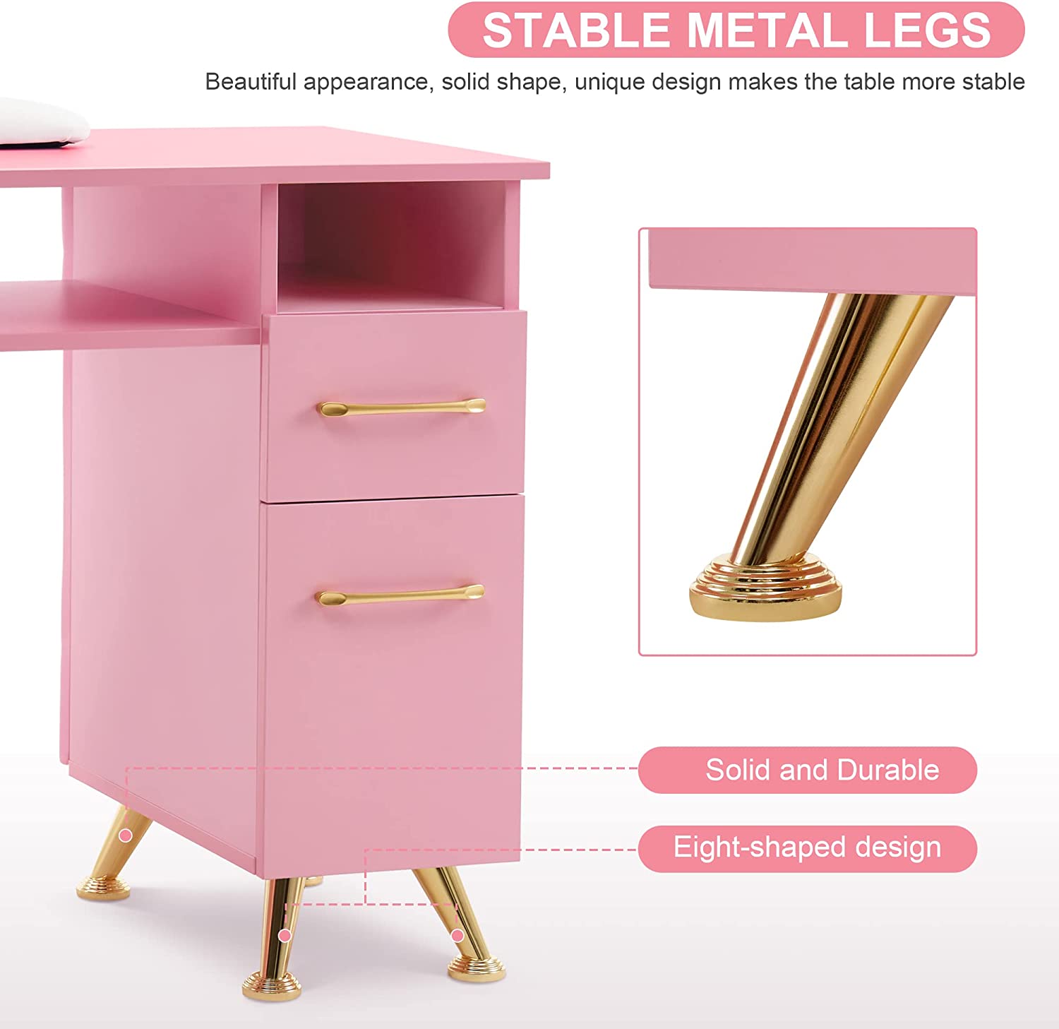 BarberPub Acetone Resistant Manicure Table Nail Equipment for Storage 2671