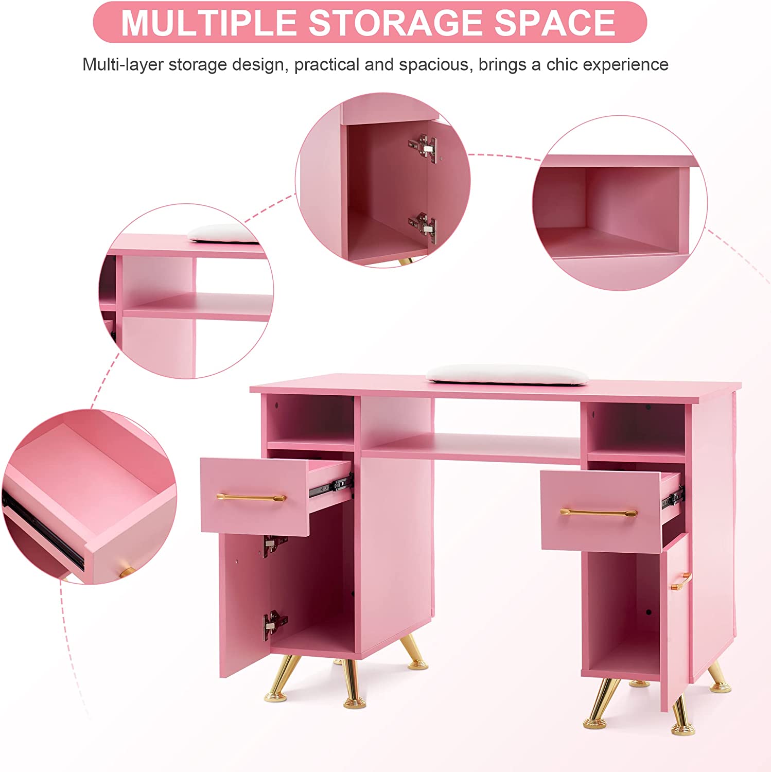 BarberPub Acetone Resistant Manicure Table Nail Equipment for Storage 2671