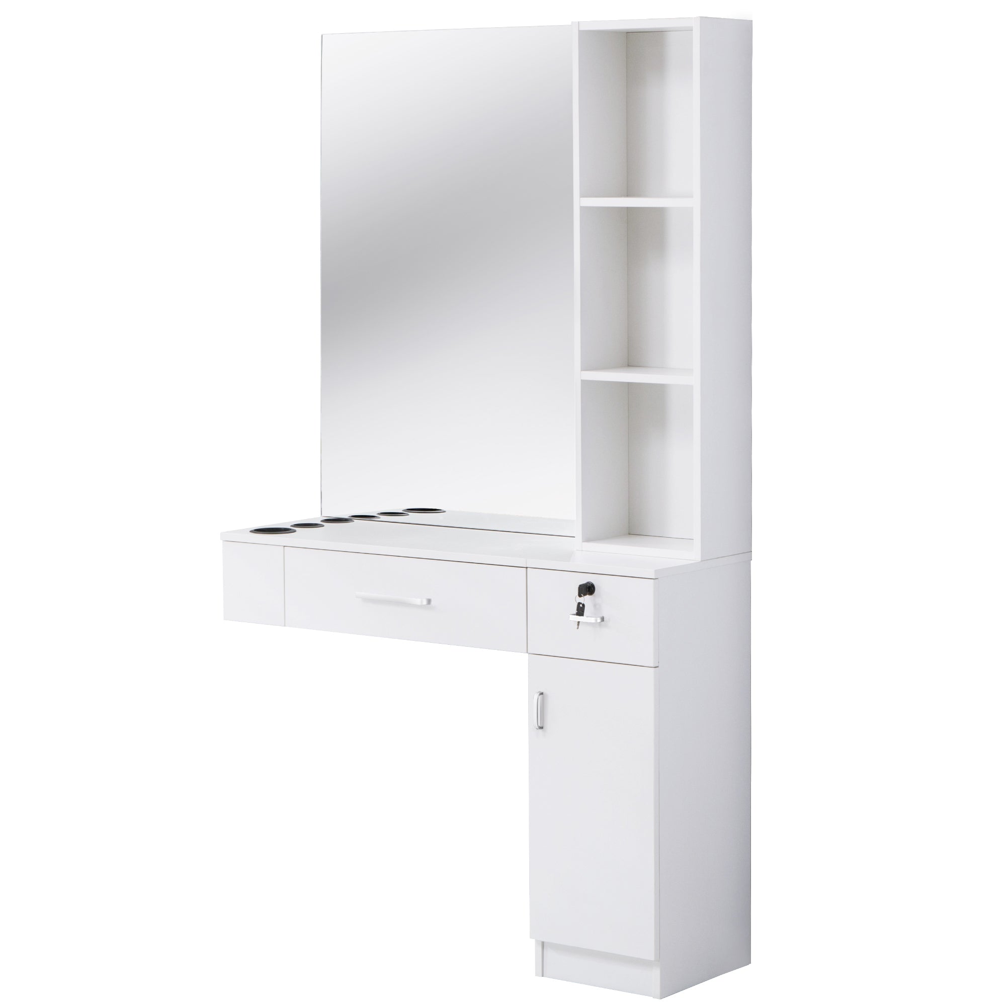 BarberPub Wall Mount Hair Styling Barber Station with Mirror&Tool Holder 3026/3036
