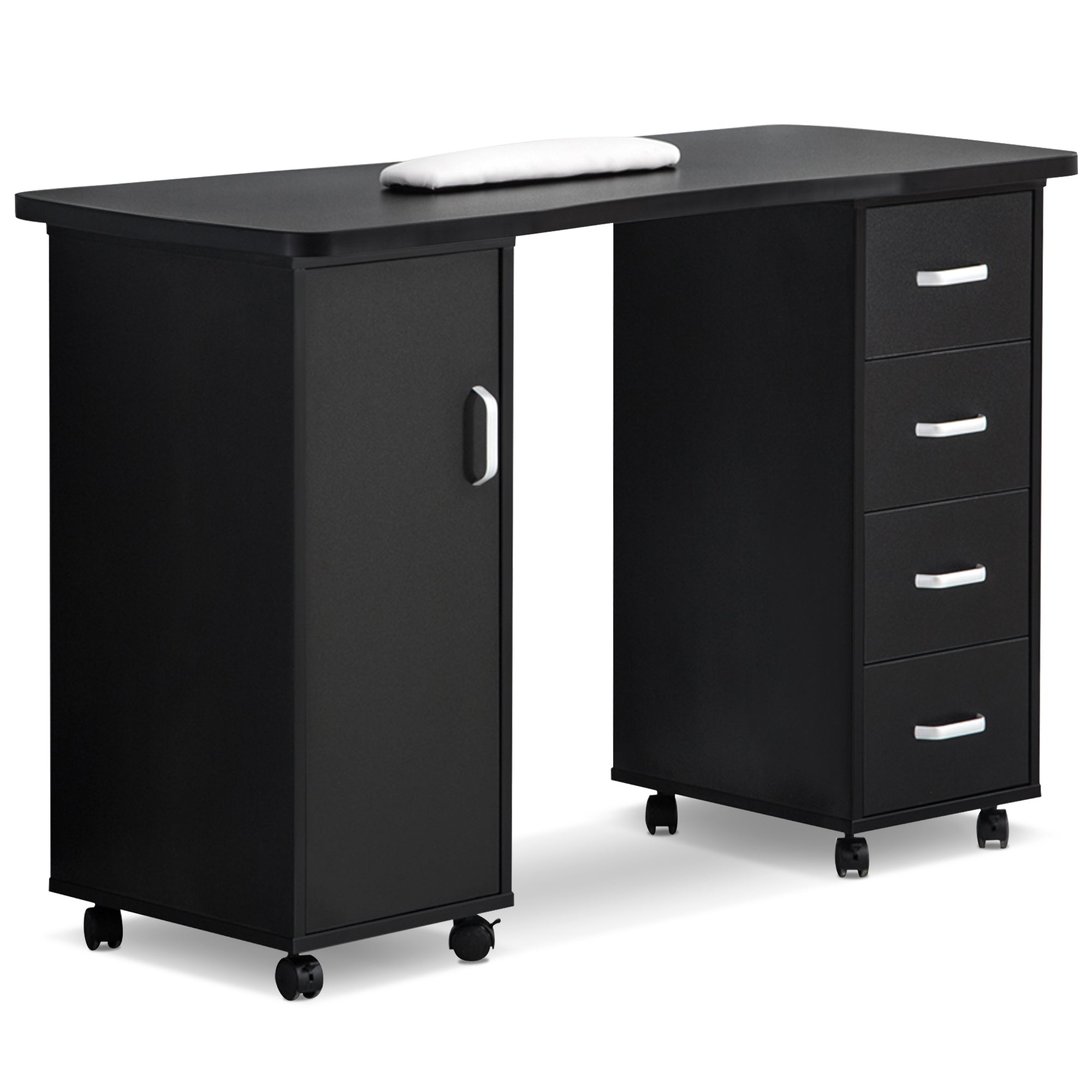 Manicure Acetone Resistant Table with Lockable Wheels, Nail Art Station for Storage 0611
