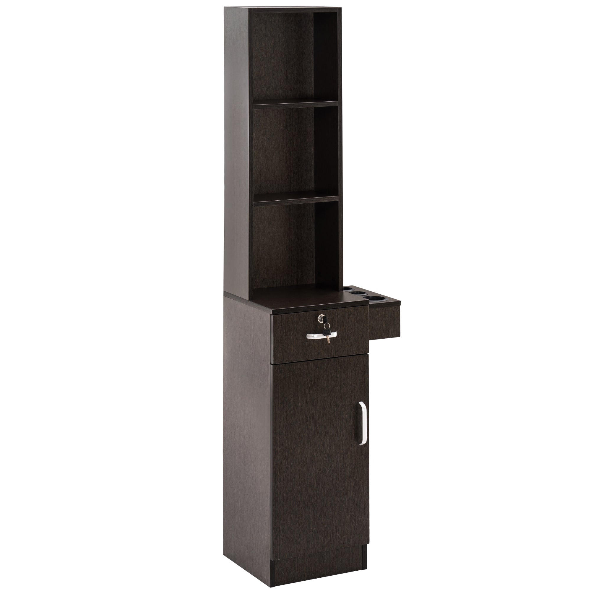 Wall Mount Styling Station with Tool Holders, Hair Salon Storage Equipment with Open Shelves 3208