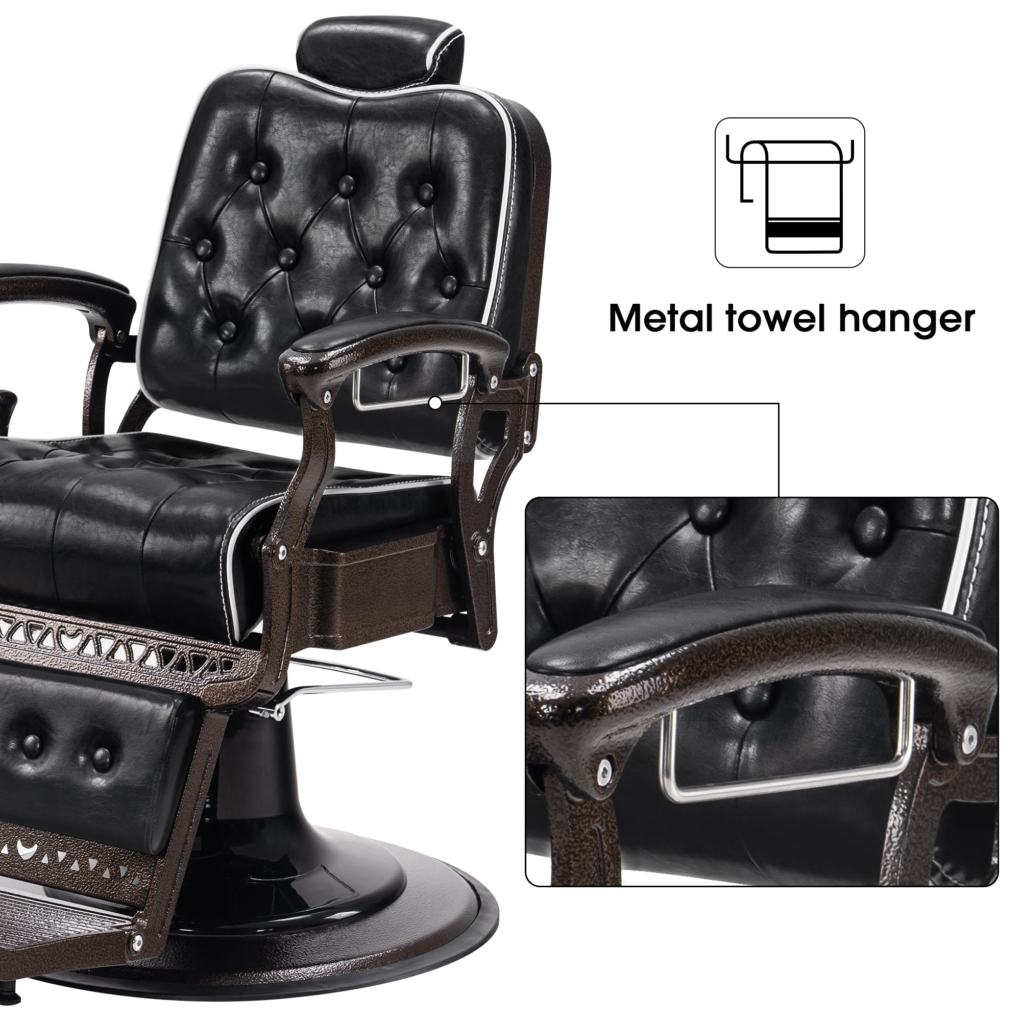 BarberPub All Purpose Barber Chair, Vintage Reclining Hydraulic Hair Salon Chair 9218