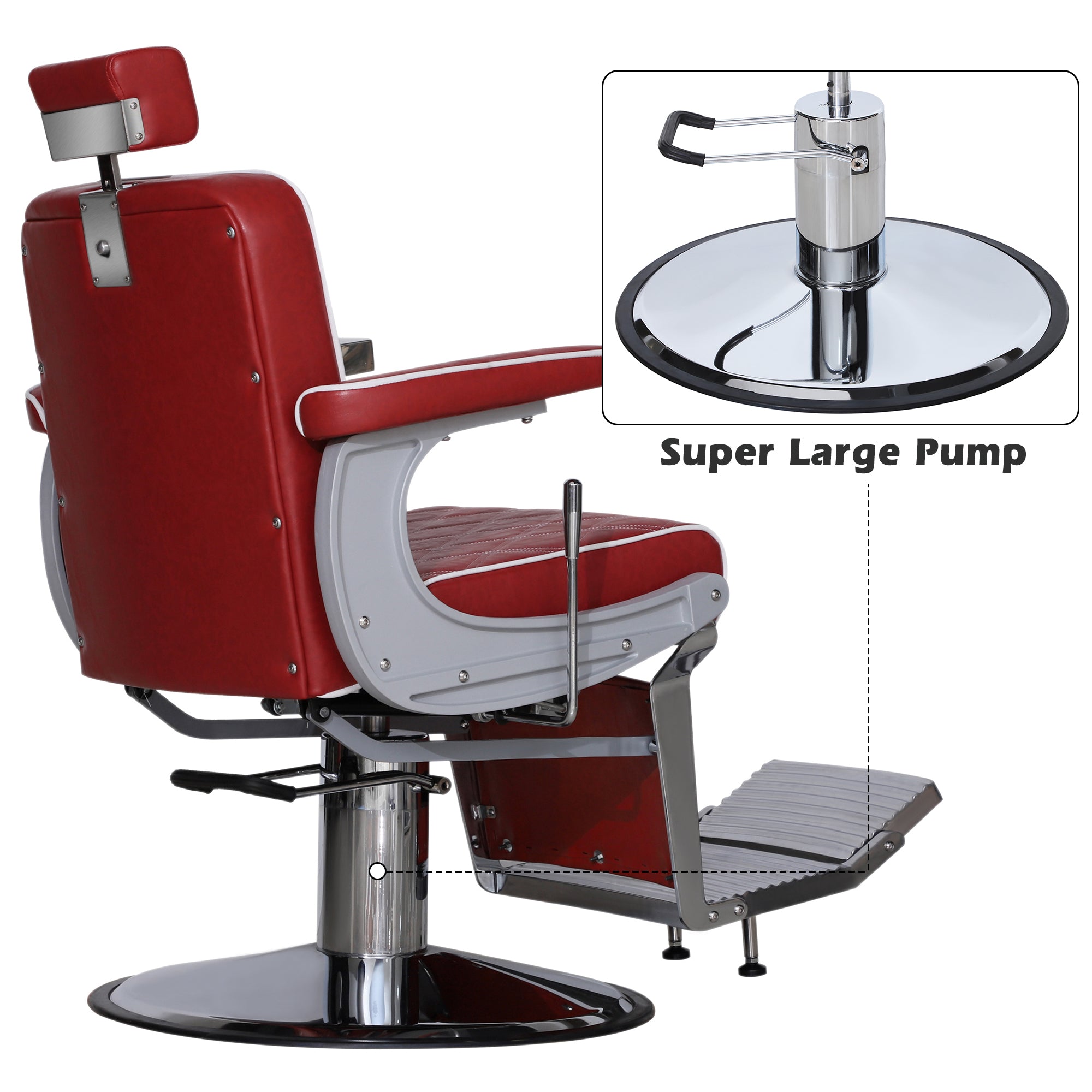 BarberPub Barber Chair for Hair Stylist, Reclining Barbershop Salon Chair 3825
