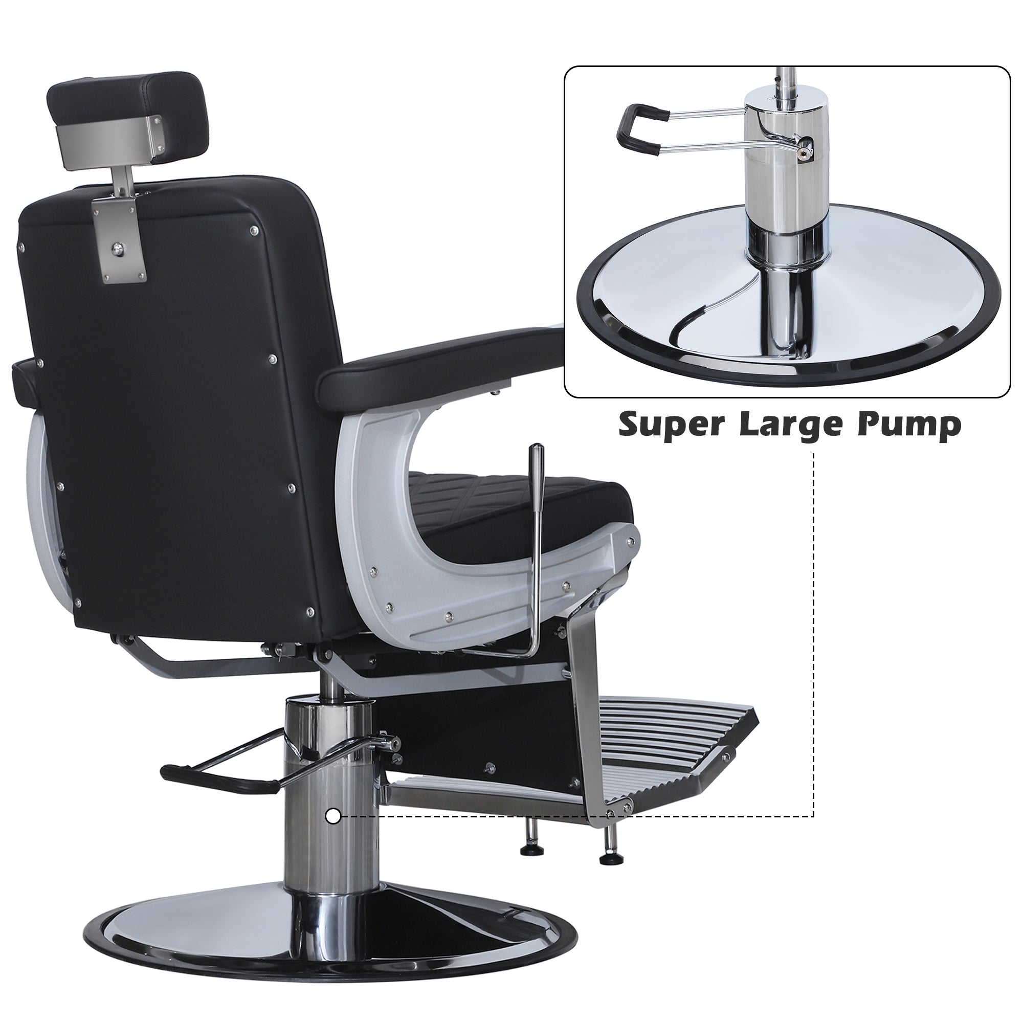 BarberPub Barber Chair for Hair Stylist, Reclining Barbershop Salon Chair 3825