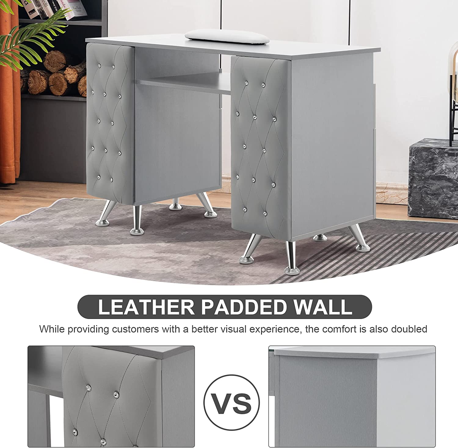 BarberPub Acetone Resistant Manicure Table Nail Equipment for Storage 2671