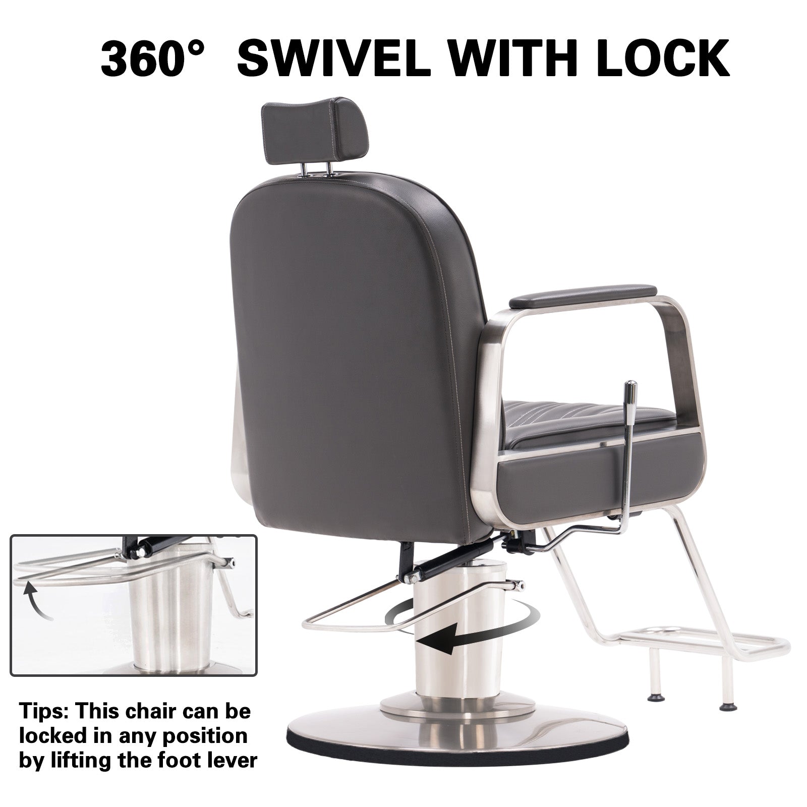 BarberPub Barber Chair for Hair Stylist, All Purpose Reclining Salon Styling Chair 8548