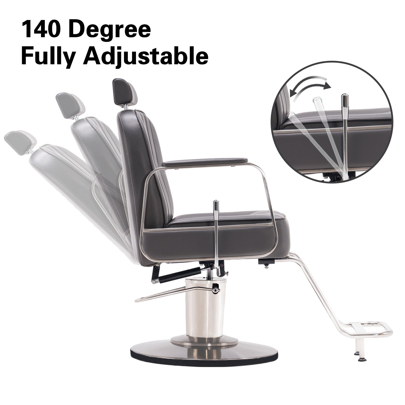 BarberPub Barber Chair for Hair Stylist, All Purpose Reclining Salon Styling Chair 8548