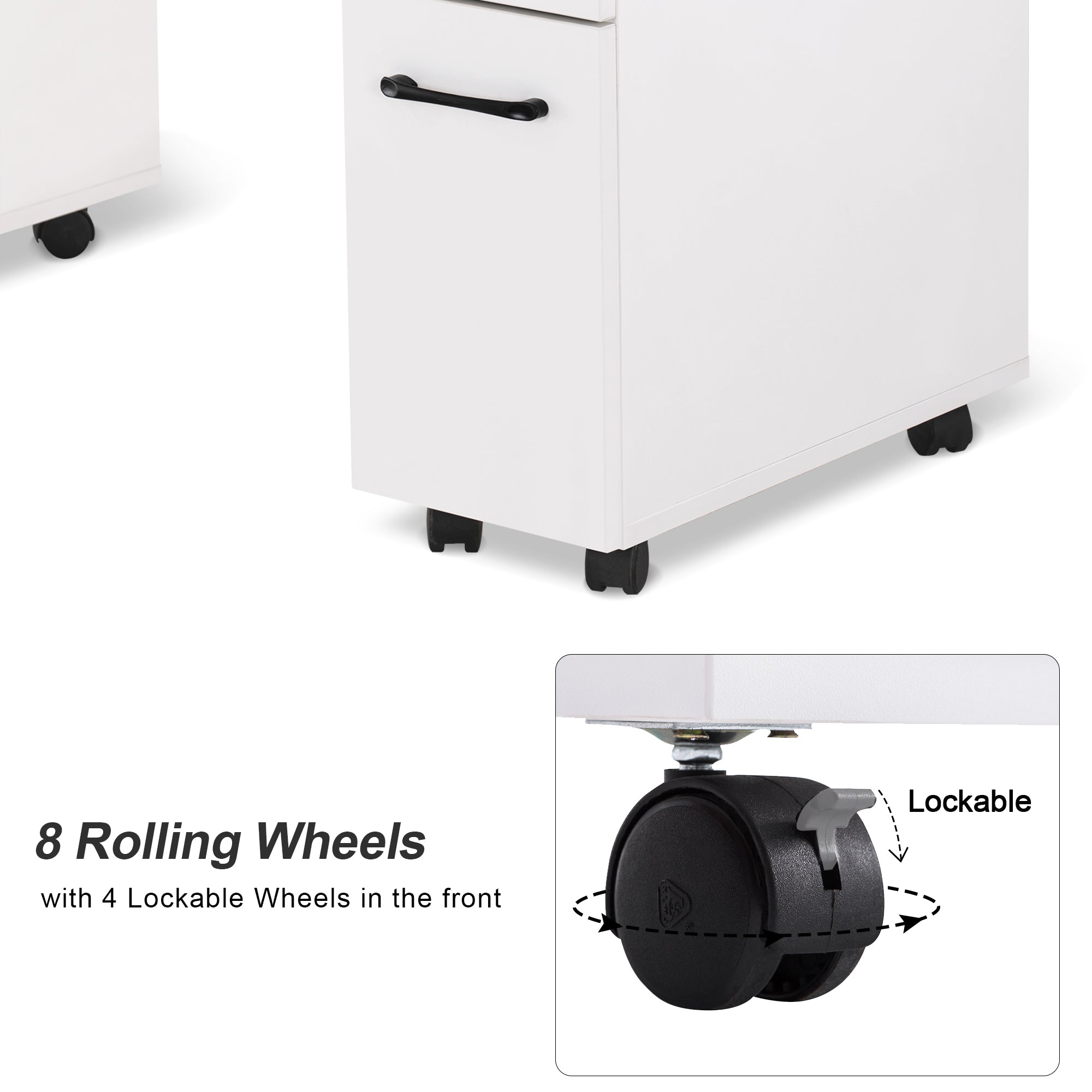 Manicure Table with Lockable Wheels, Beauty Nail Art Desk with Storage Drawers & Cabinets 2600