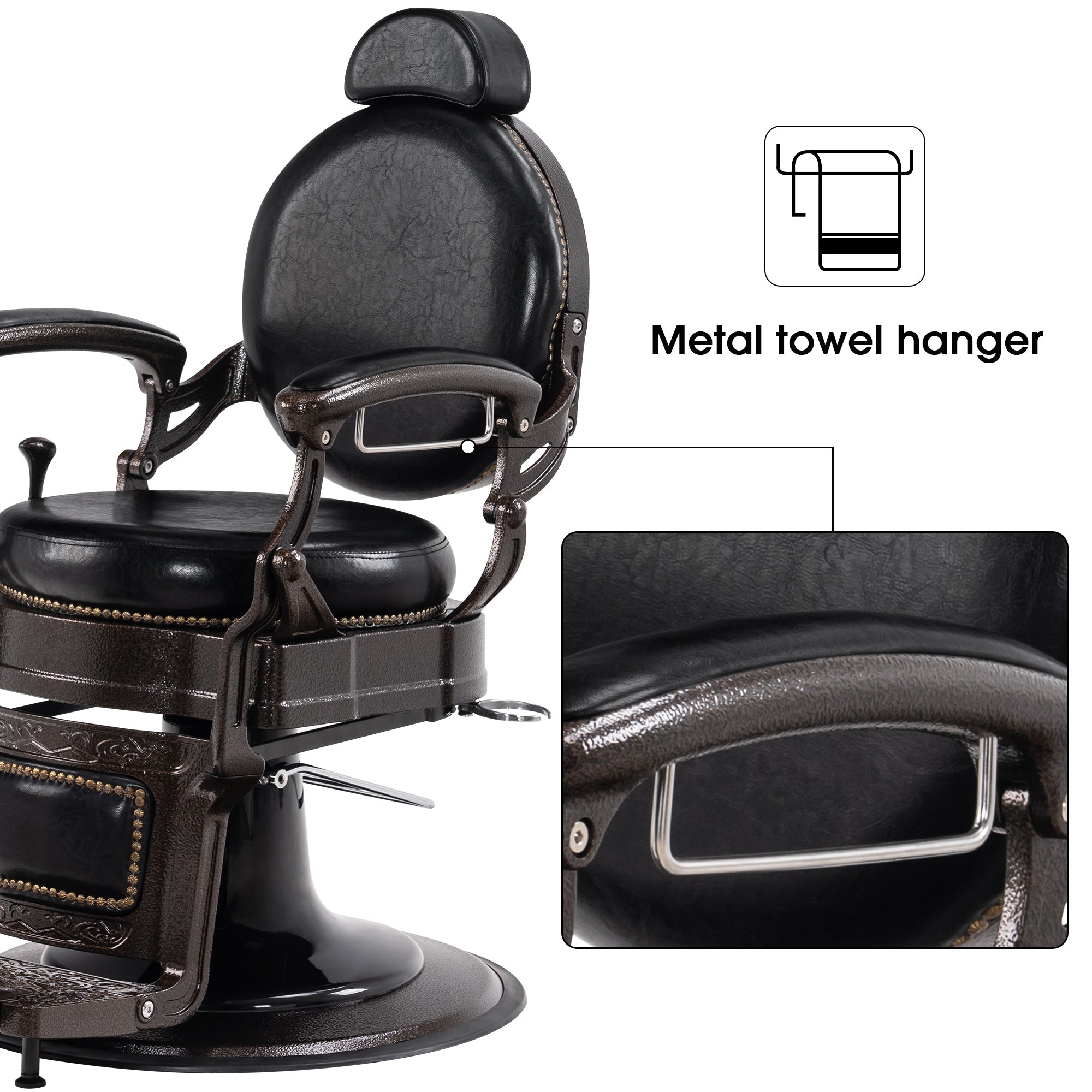 BarberPub Vintage Barber Chair, All Purpose Reclining Salon Chair for Barbershop 9201