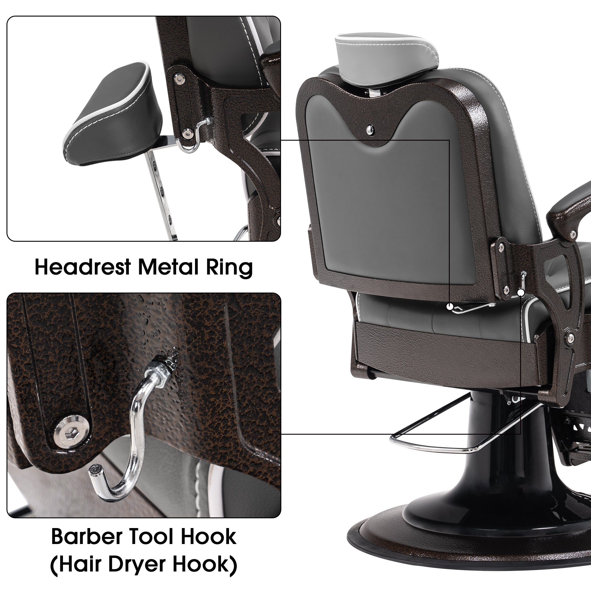 BarberPub All Purpose Barber Chair, Vintage Reclining Hydraulic Hair Salon Chair 9218