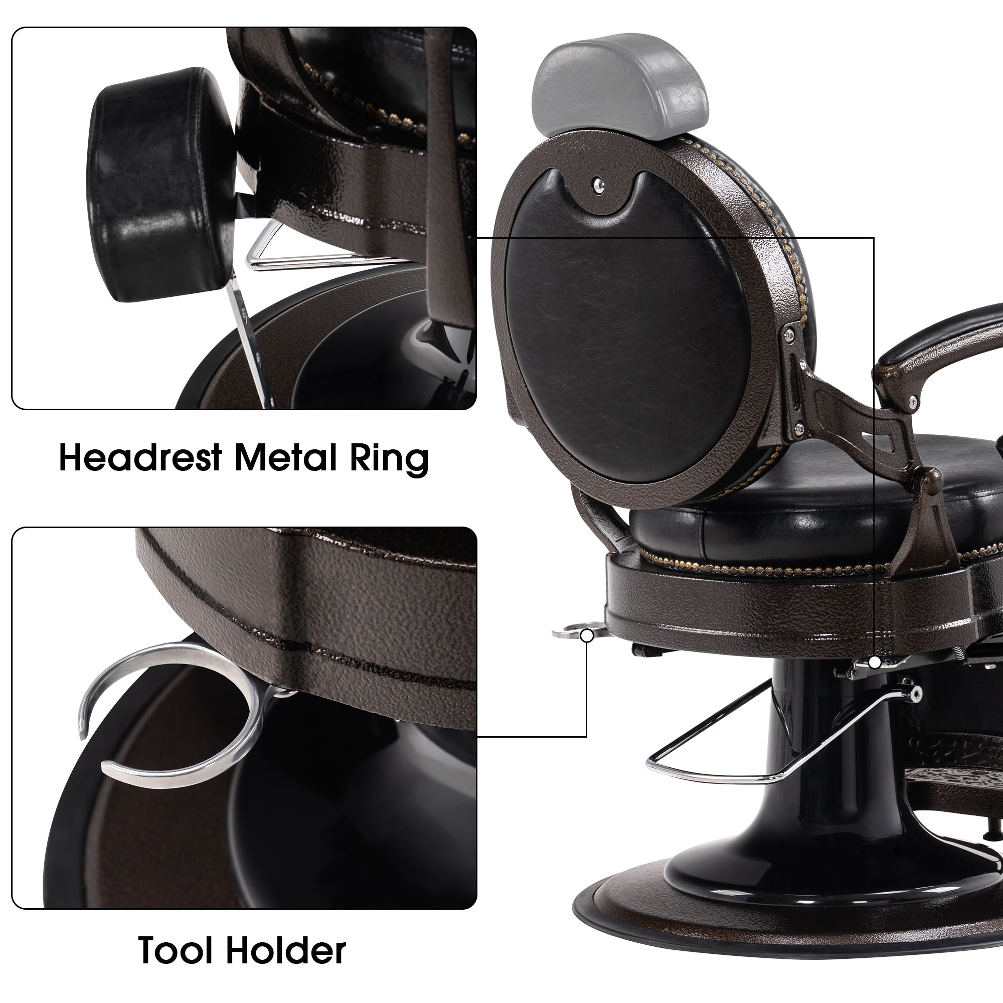 BarberPub Vintage Barber Chair, All Purpose Reclining Salon Chair for Barbershop 9201