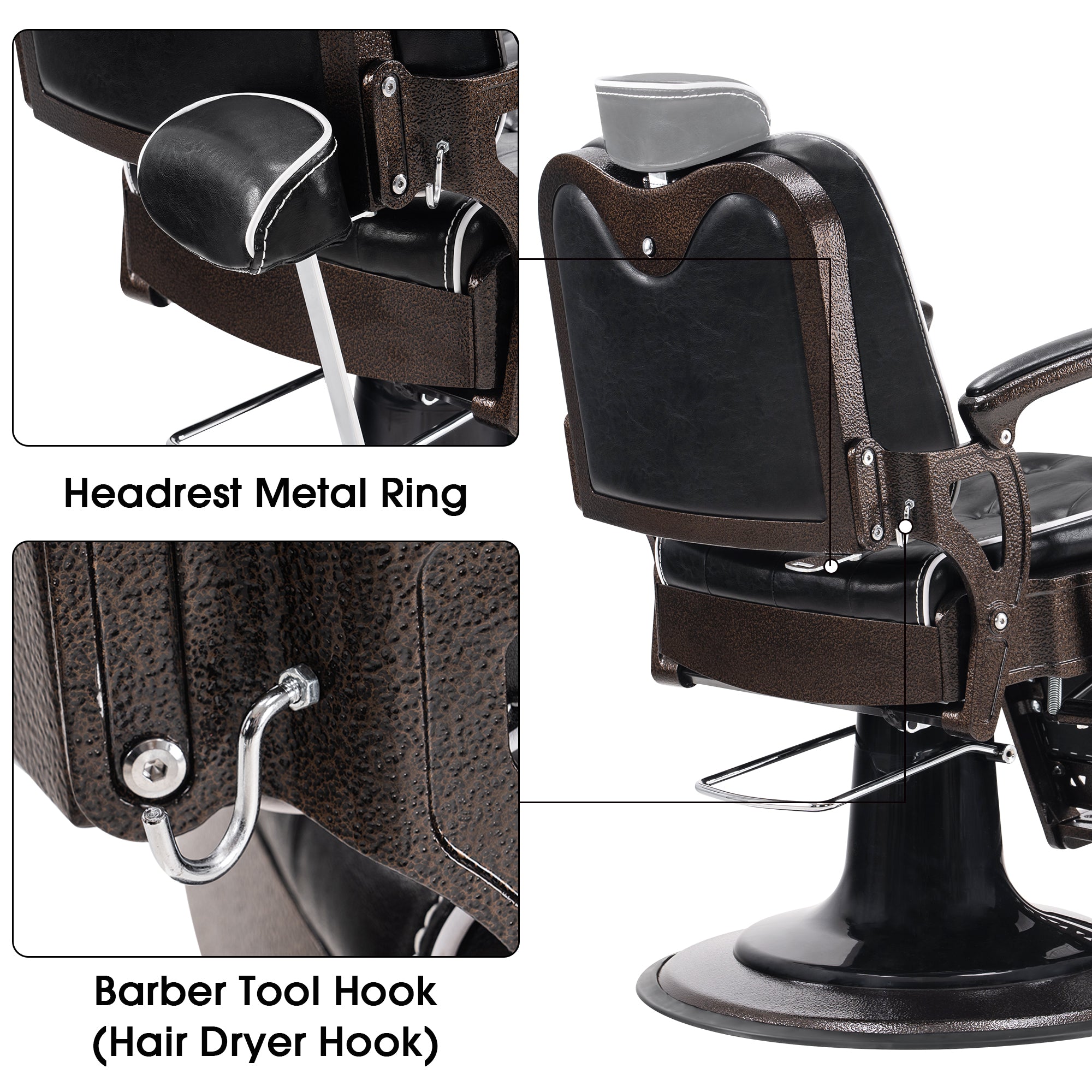 BarberPub All Purpose Barber Chair, Vintage Reclining Hydraulic Hair Salon Chair 9218