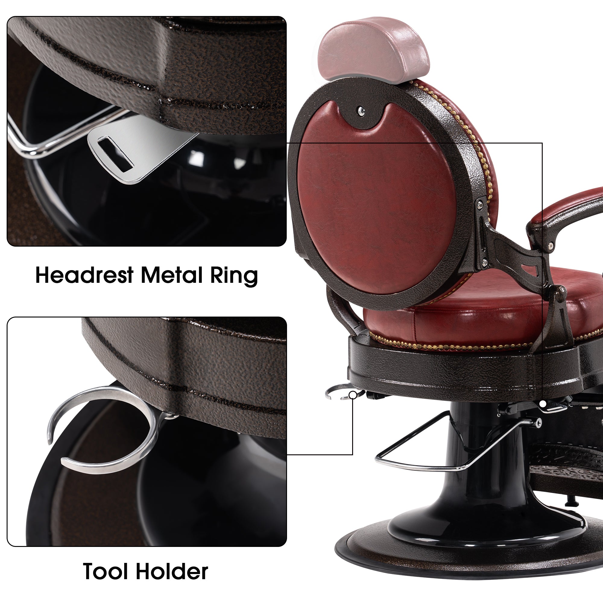 BarberPub Vintage Barber Chair, All Purpose Reclining Salon Chair for Barbershop 9201