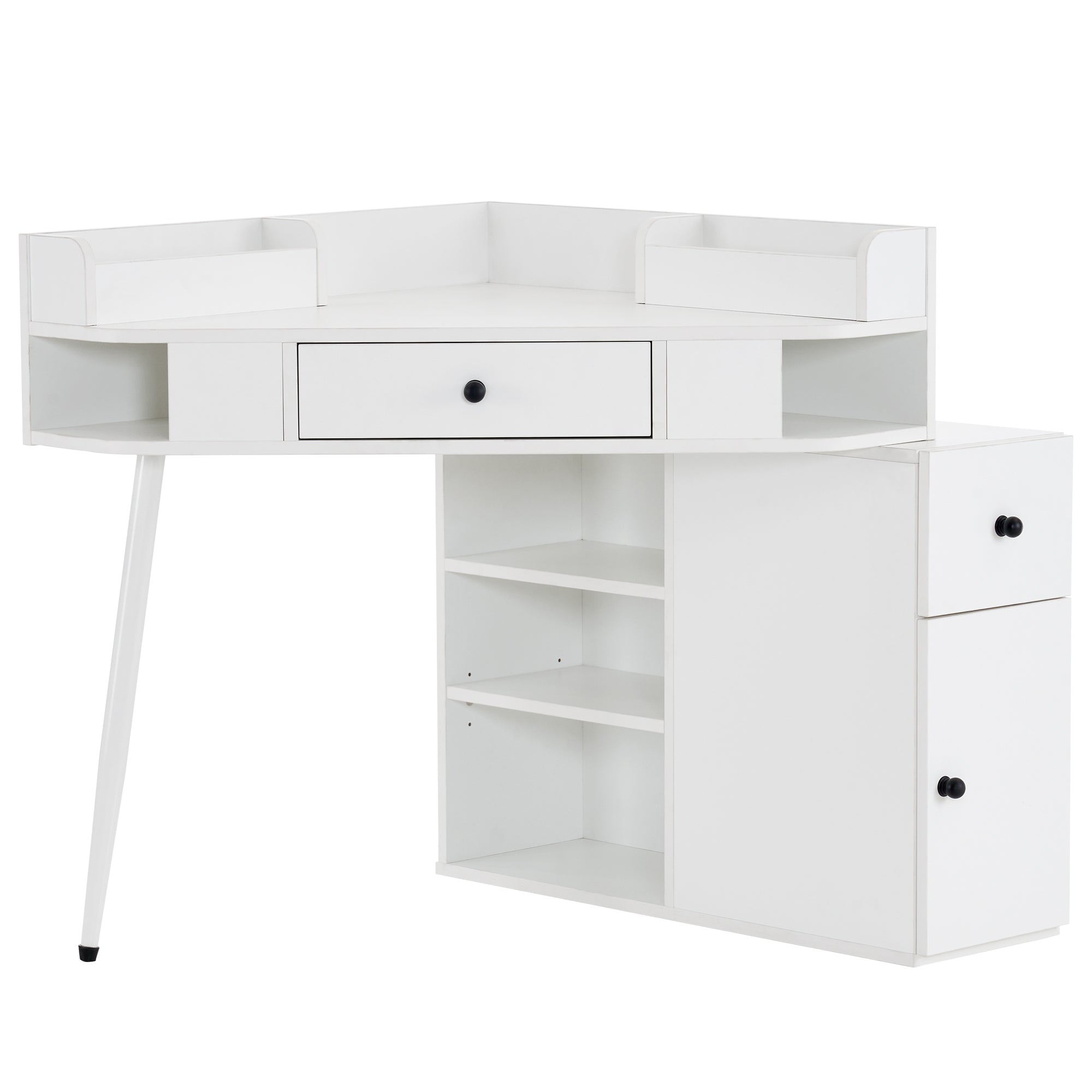 BarberPub Corner Dressing Table with Open Shelves Makeup Reception Station 2822