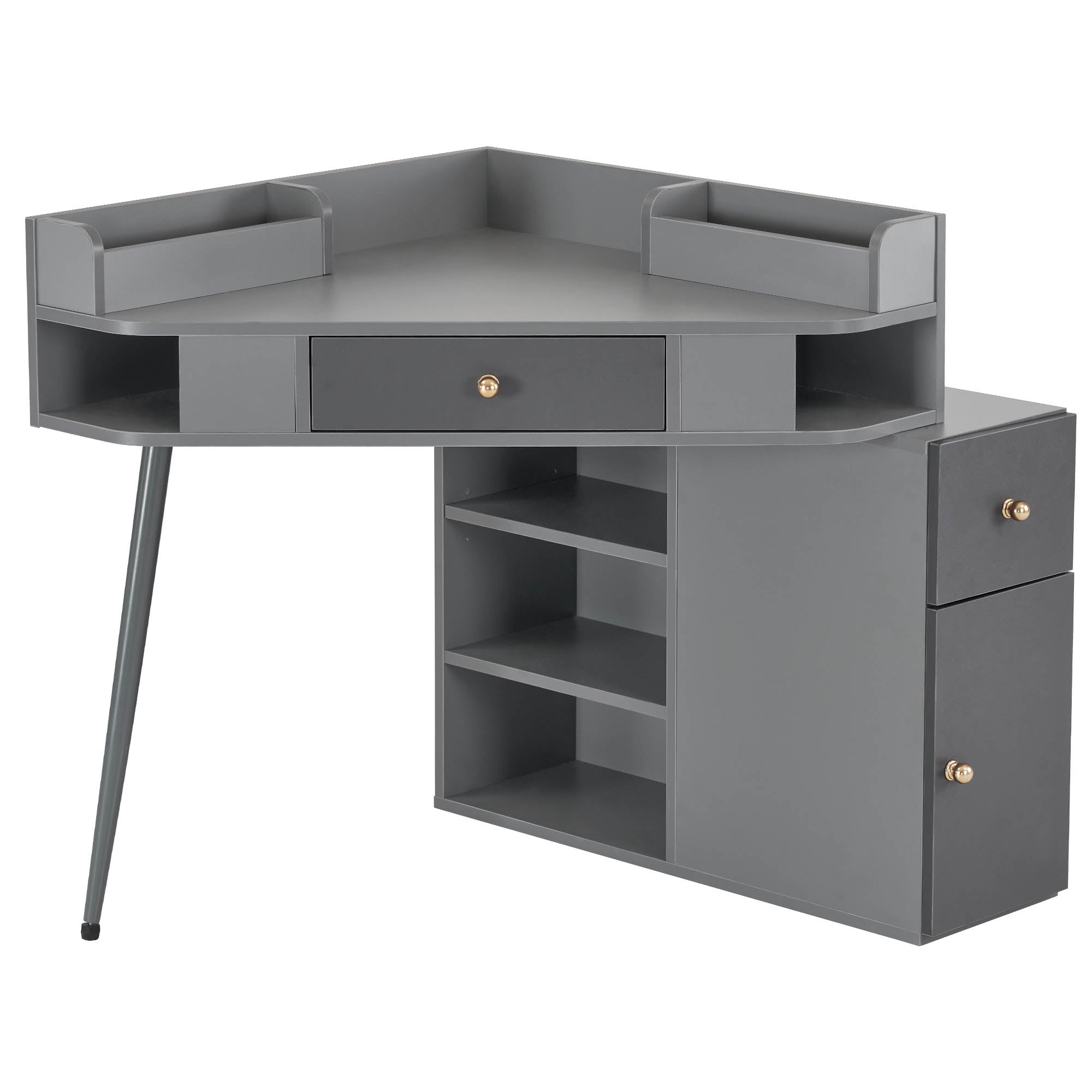 BarberPub Corner Dressing Table with Open Shelves Makeup Reception Station 2822