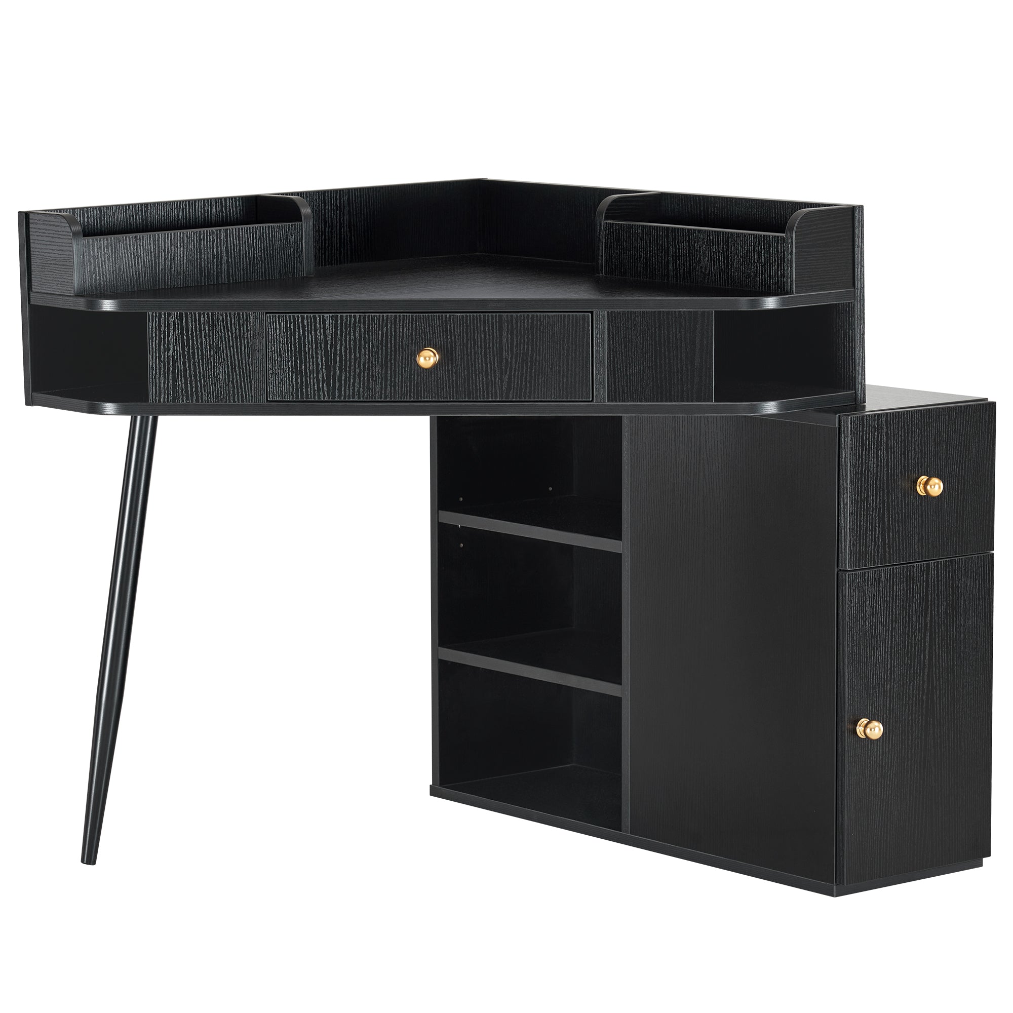 BarberPub Corner Dressing Table with Open Shelves Makeup Reception Station 2822