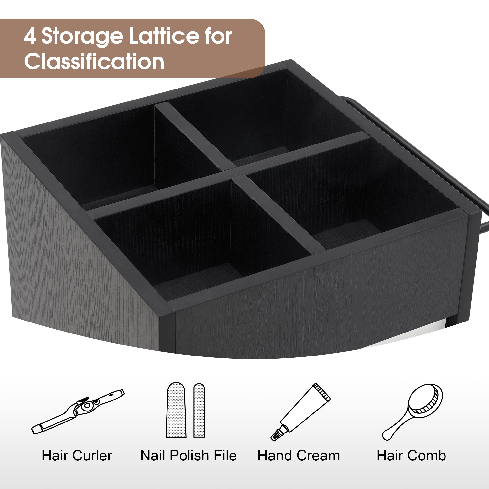 Hair Salon SPA Trolley with Square Storage Lattice, Barber Rolling Cart Organizer 2039