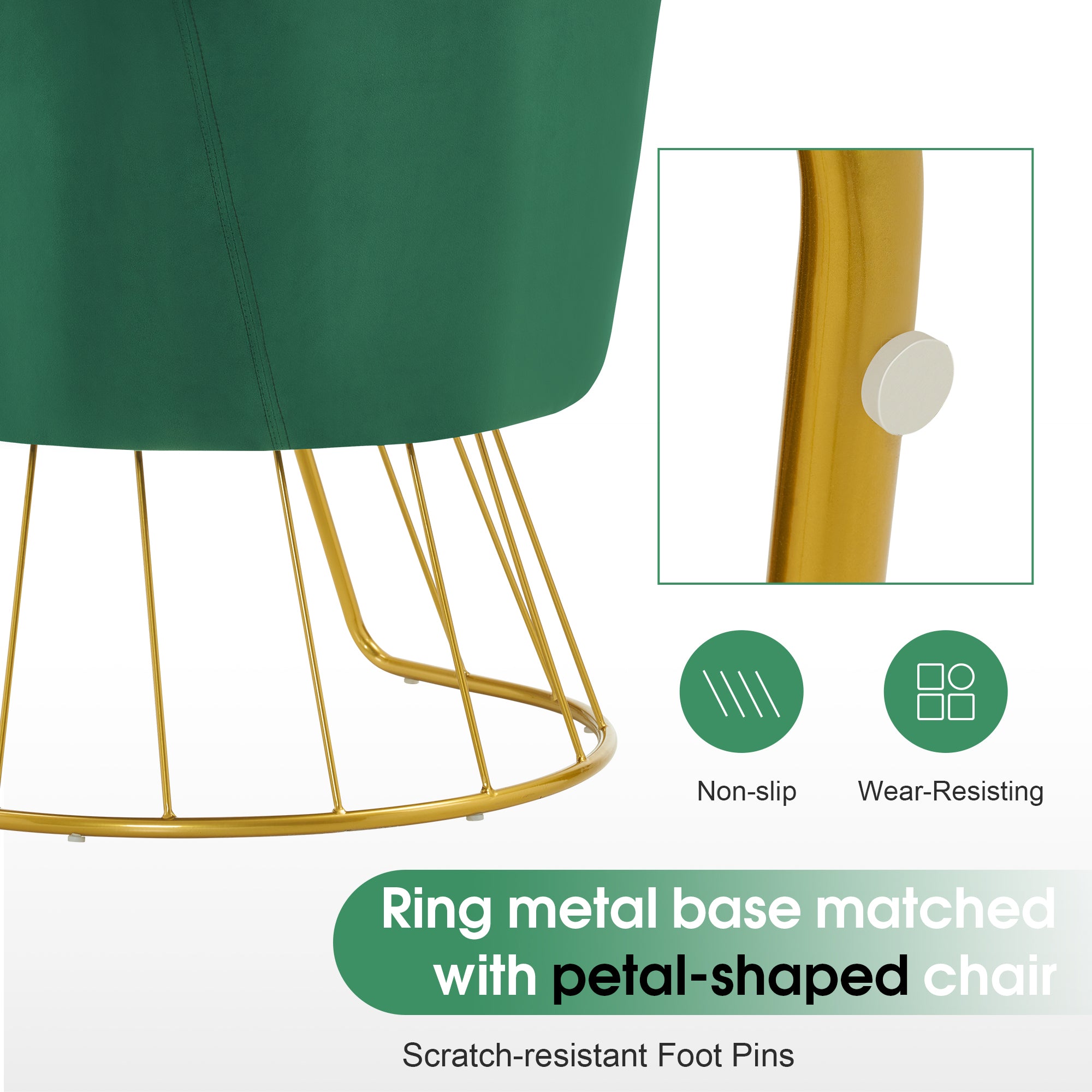 Beauty Nail Chair with Golden Support Leg, Home Dressing Makeup Armchair 3510