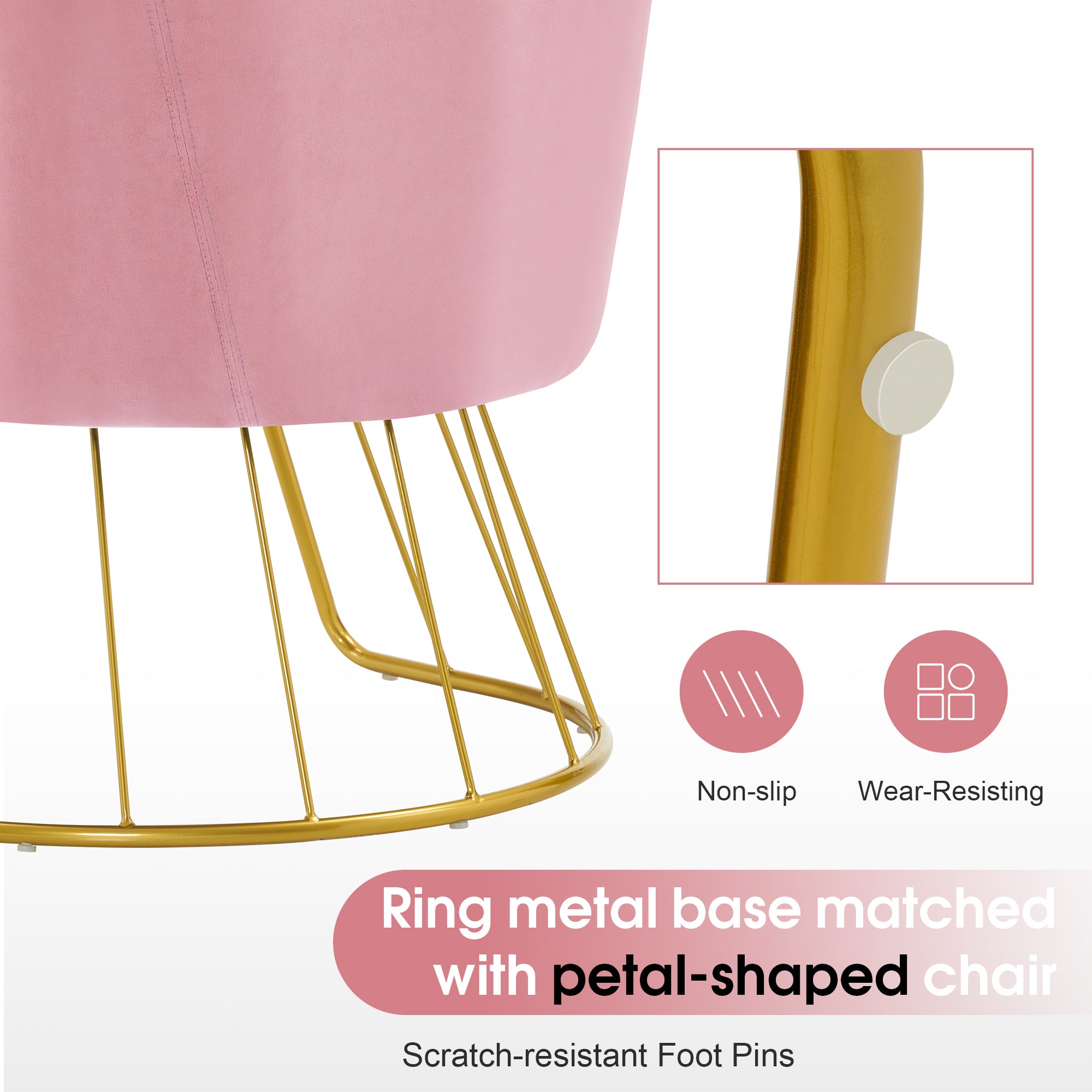 Beauty Nail Chair with Golden Support Leg, Home Dressing Makeup Armchair 3510