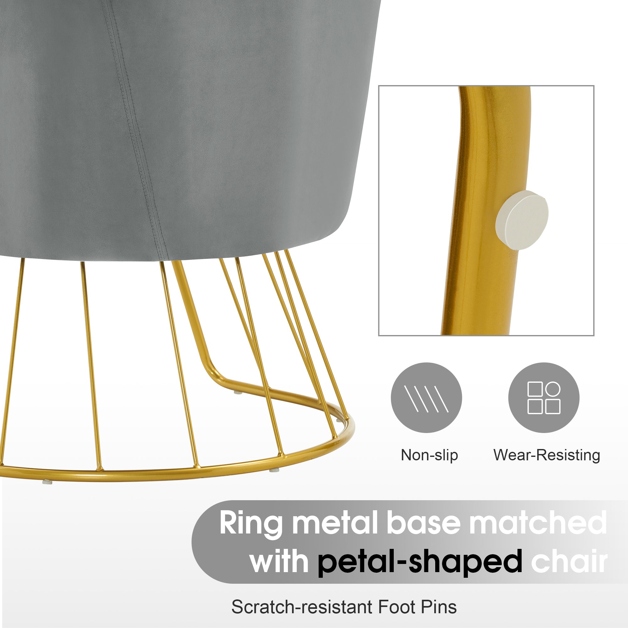 Beauty Nail Chair with Golden Support Leg, Home Dressing Makeup Armchair 3510