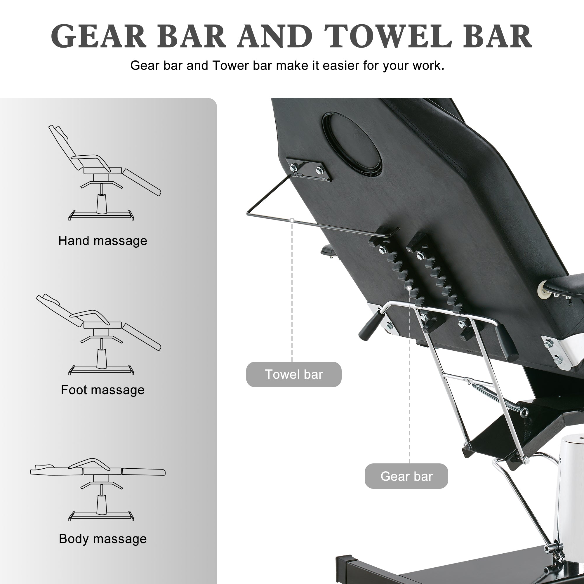 BarberPub Professional Hydraulic Beauty Bed, Height Adjustable Tattoo SPA Chair for Client 2753