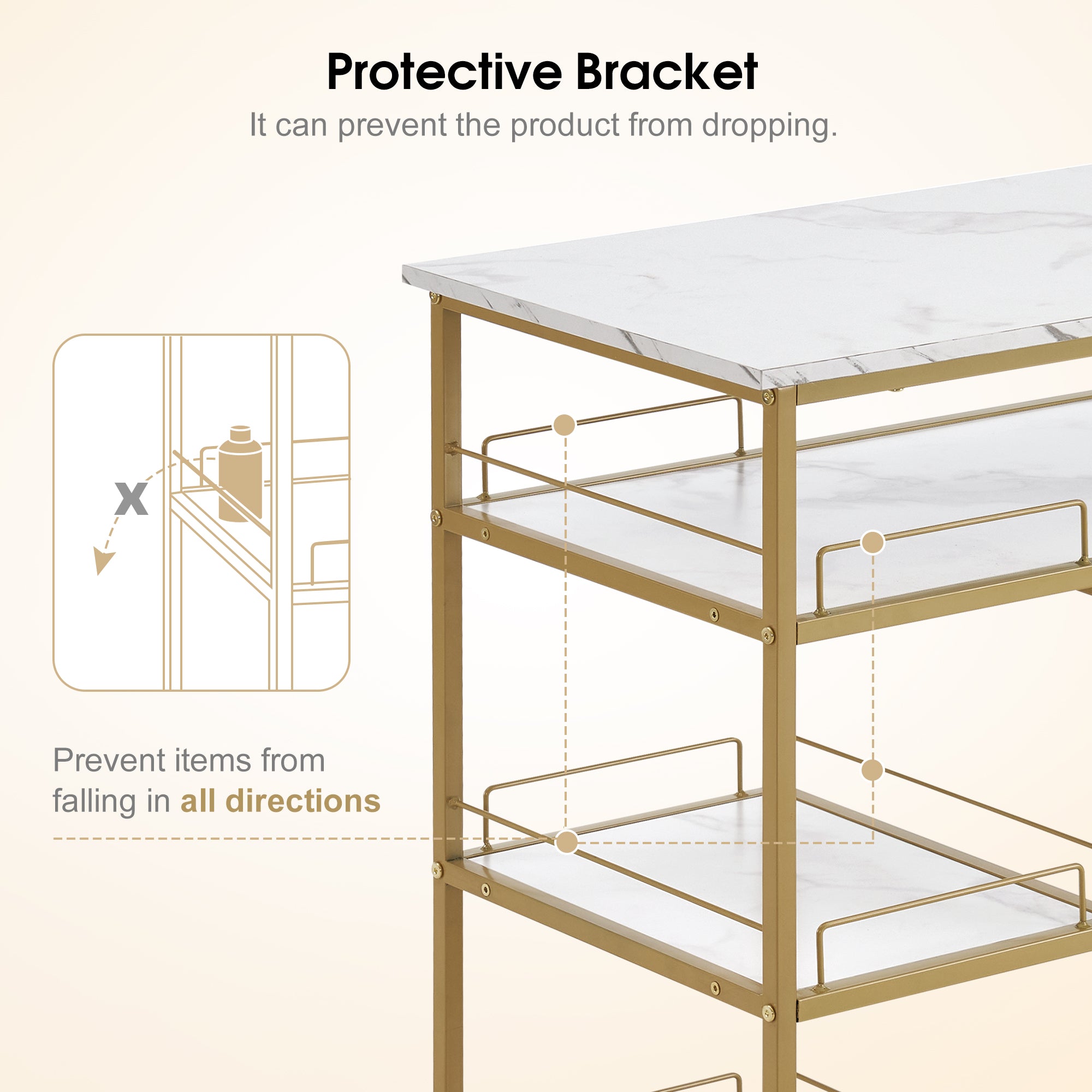 Simple Manicure Table with Rolling Wheels, Modern Marbling Makeup Station 2401