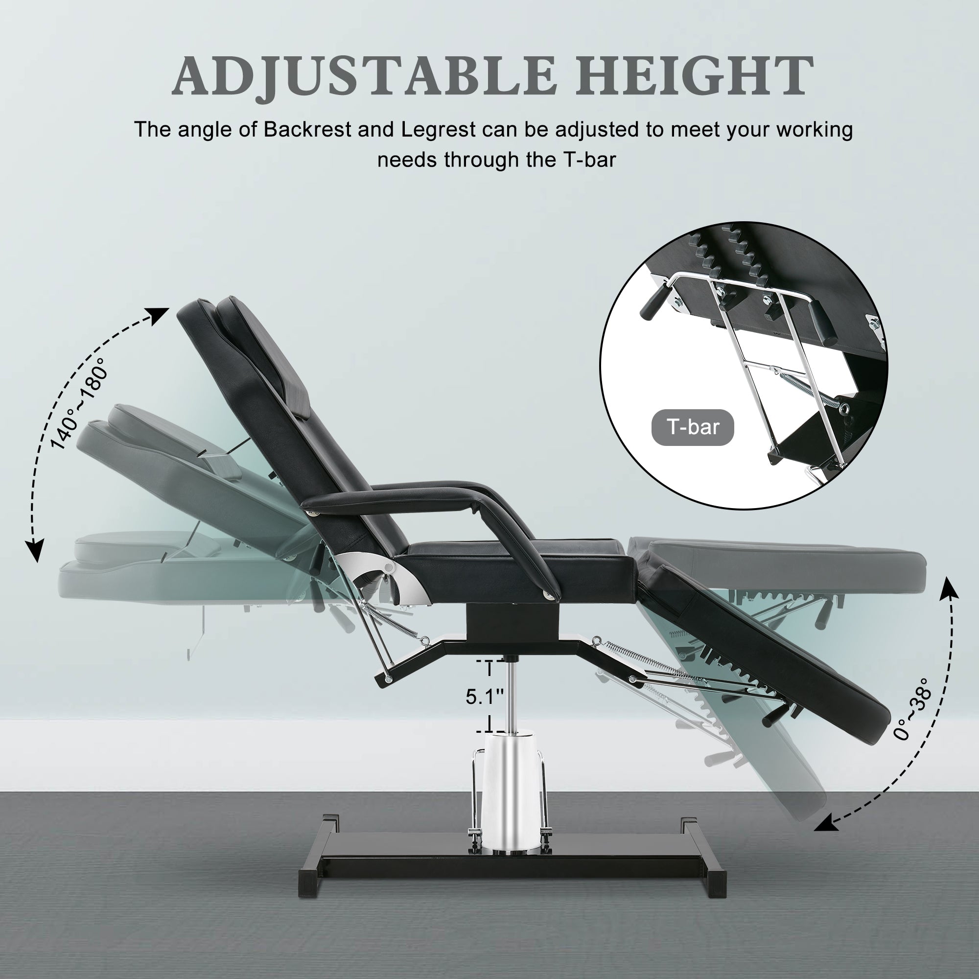 BarberPub Professional Hydraulic Beauty Bed, Height Adjustable Tattoo SPA Chair for Client 2753