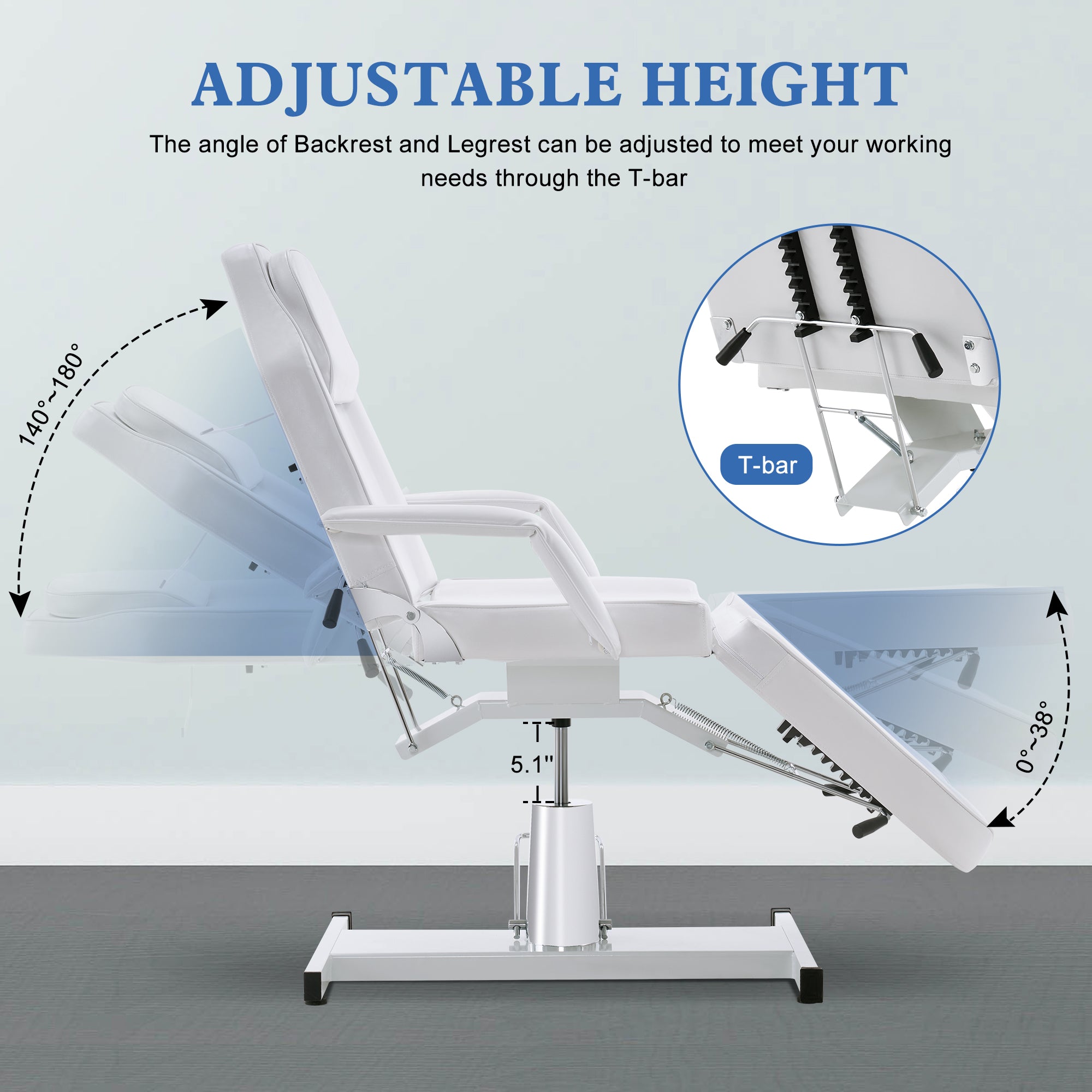 BarberPub Professional Hydraulic Beauty Bed, Height Adjustable Tattoo SPA Chair for Client 2753