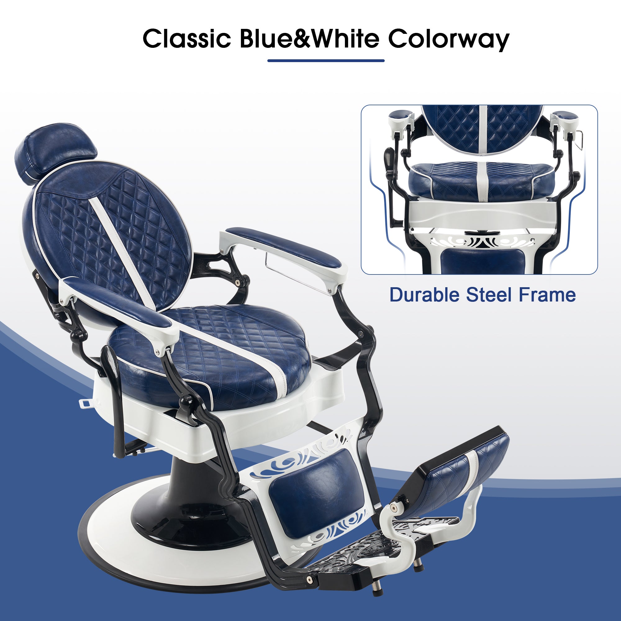 BarberPub Vintage Barber Chair, Hydraulic Reclining Salon Beauty Equipment 8739