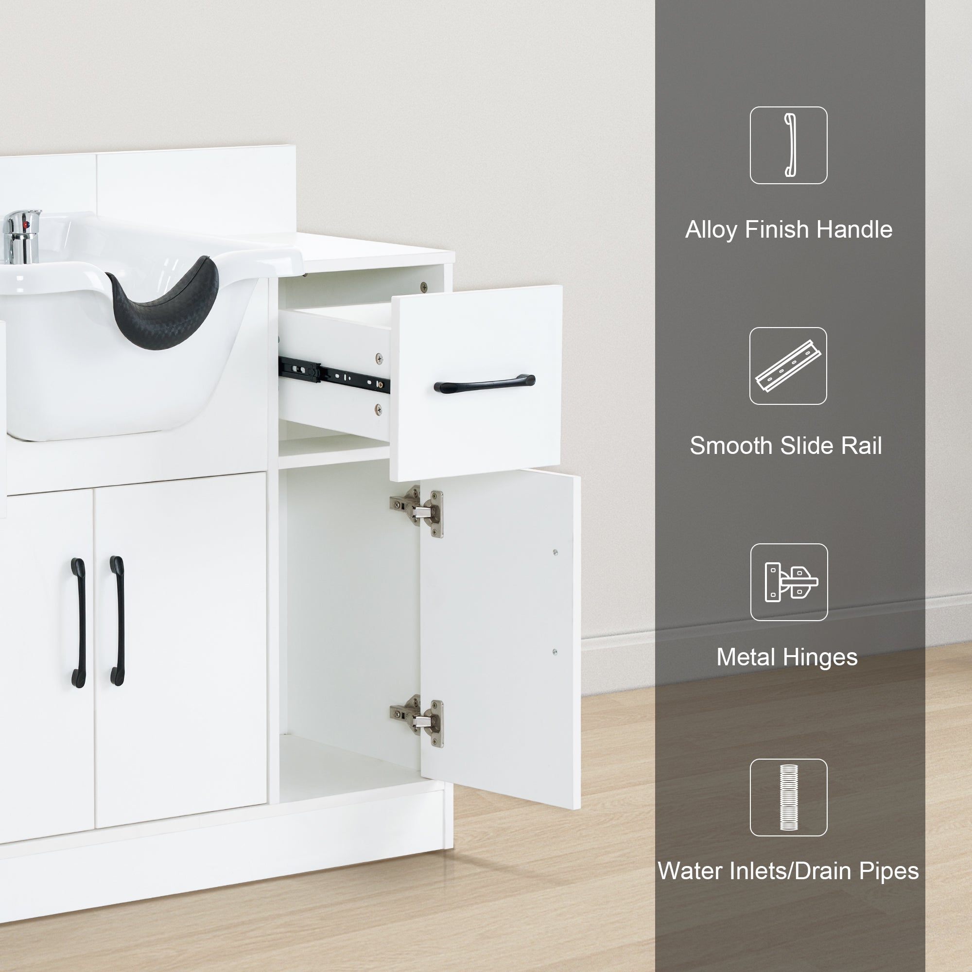 Barber Shampoo Storage Station for Hair Stylist, Salon Beauty Equipment with Backwash Sink 7139