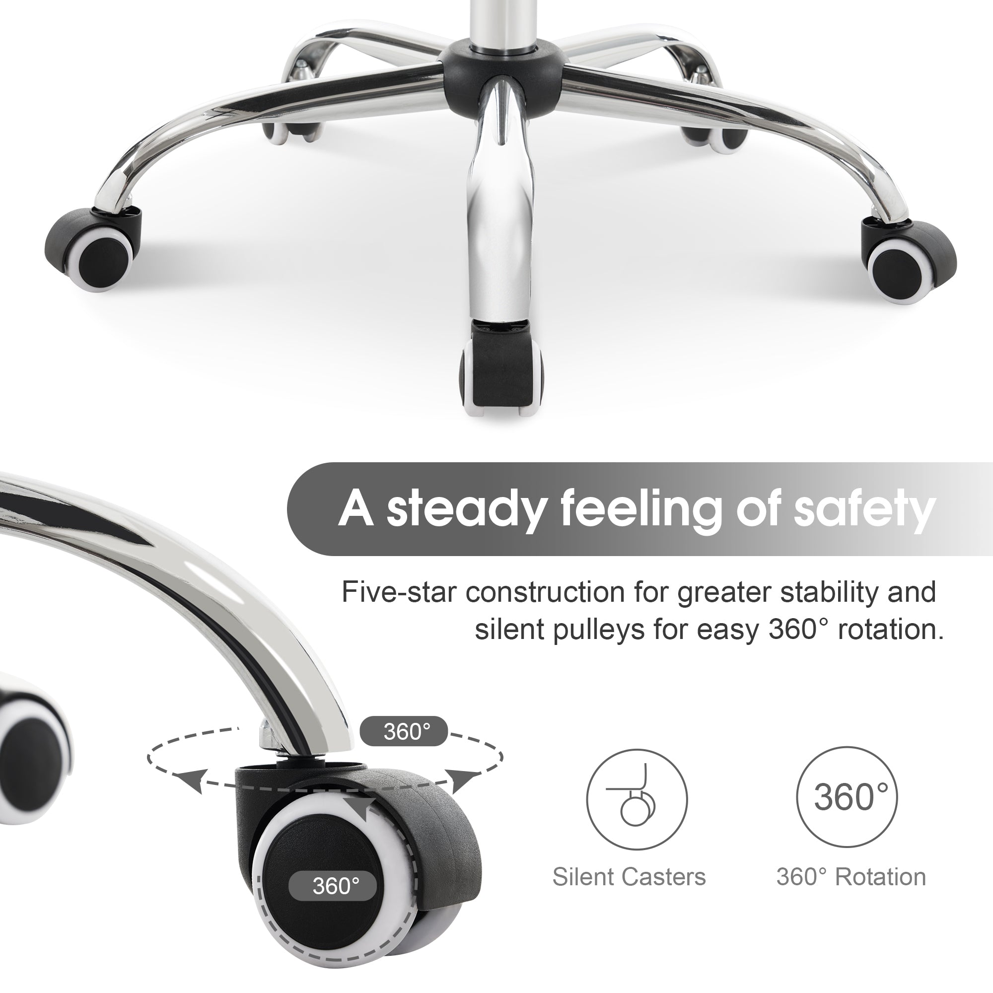 Height Adjustable Lumbar Support Nail Work Chair, Cute Swivel Rolling Makeup Chair 3535