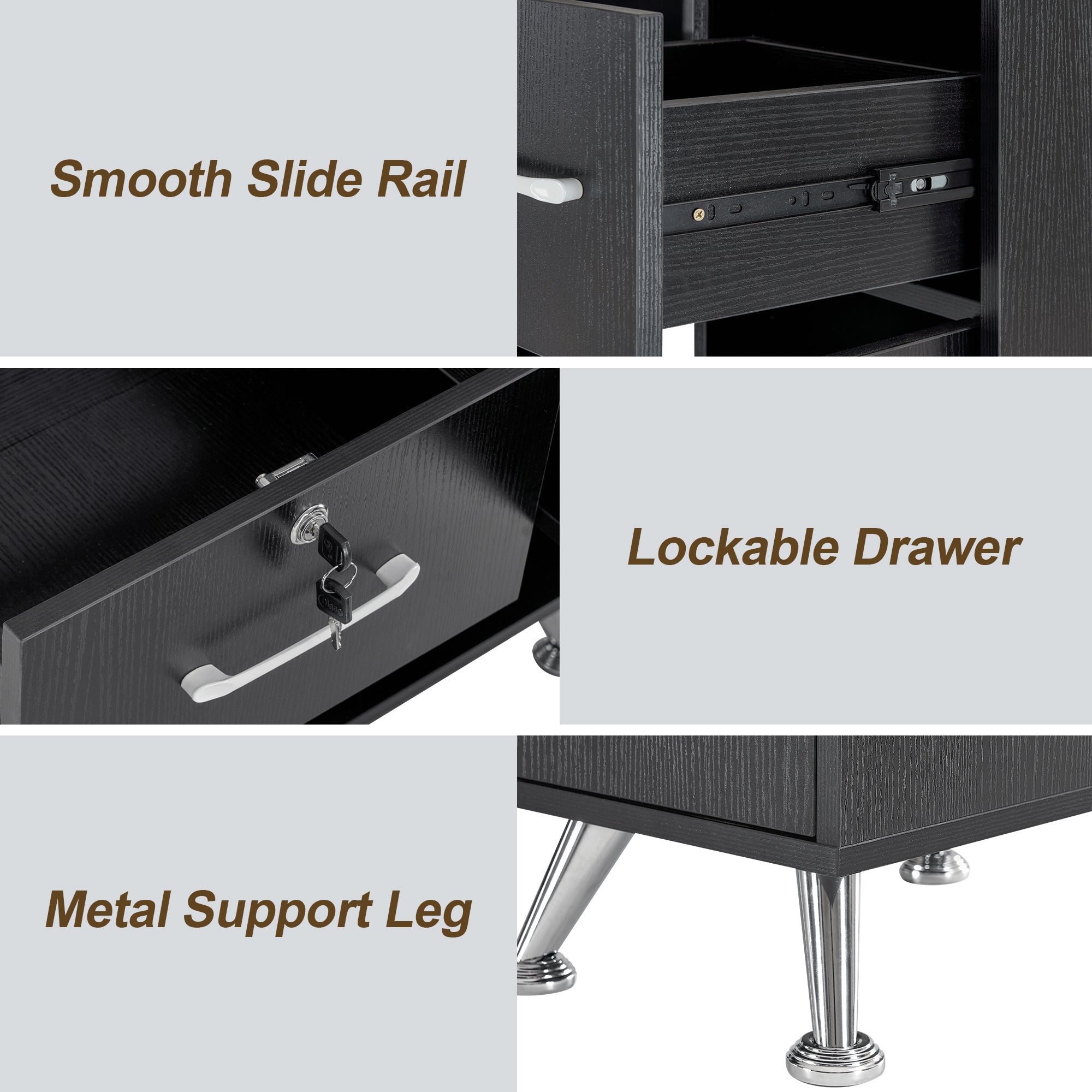 L-Shaped Multi-functional Storage Manicure Table, Beauty Nail Desk with Open Space 2866