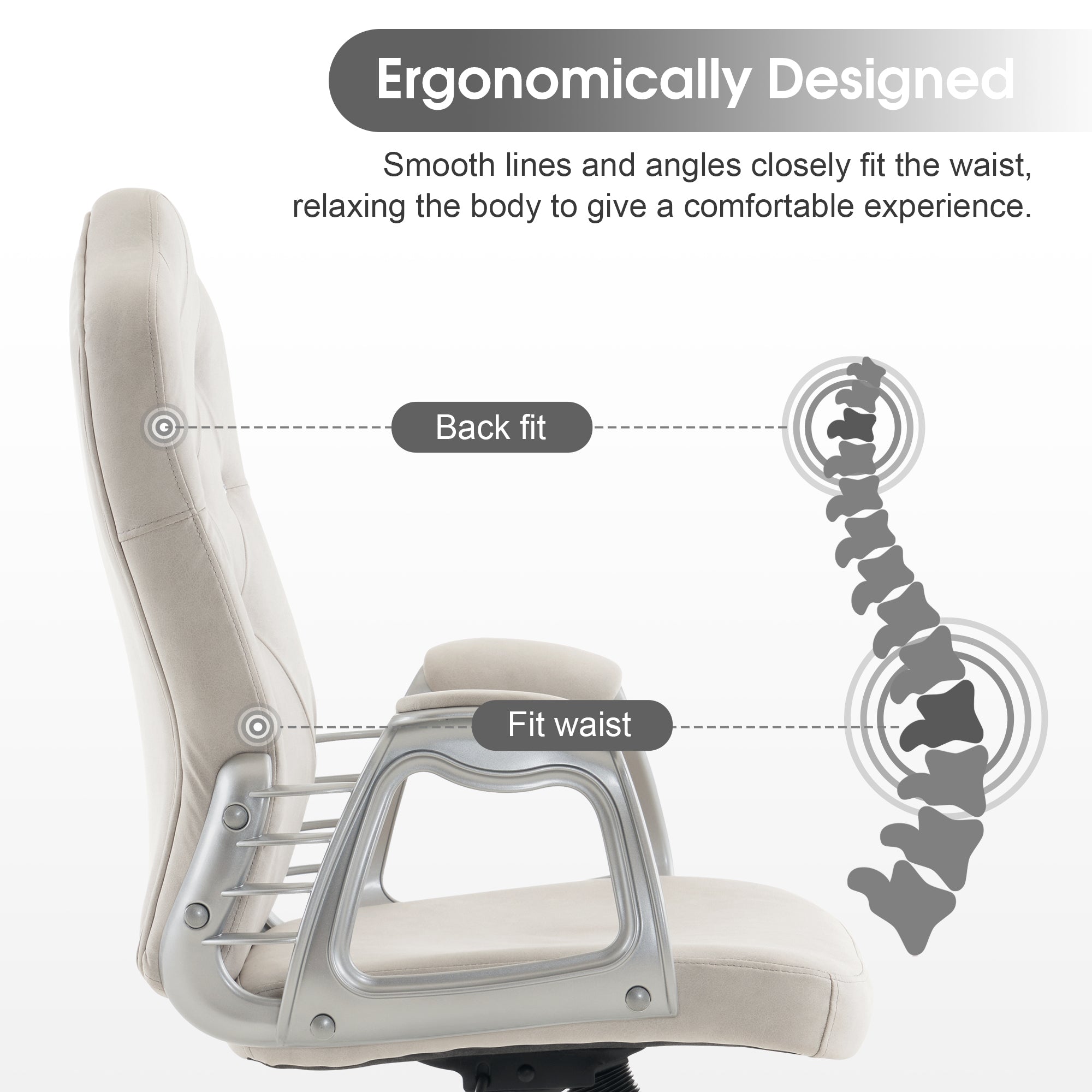 Height Adjustable Lumbar Support Nail Work Chair, Cute Swivel Rolling Makeup Chair 3535