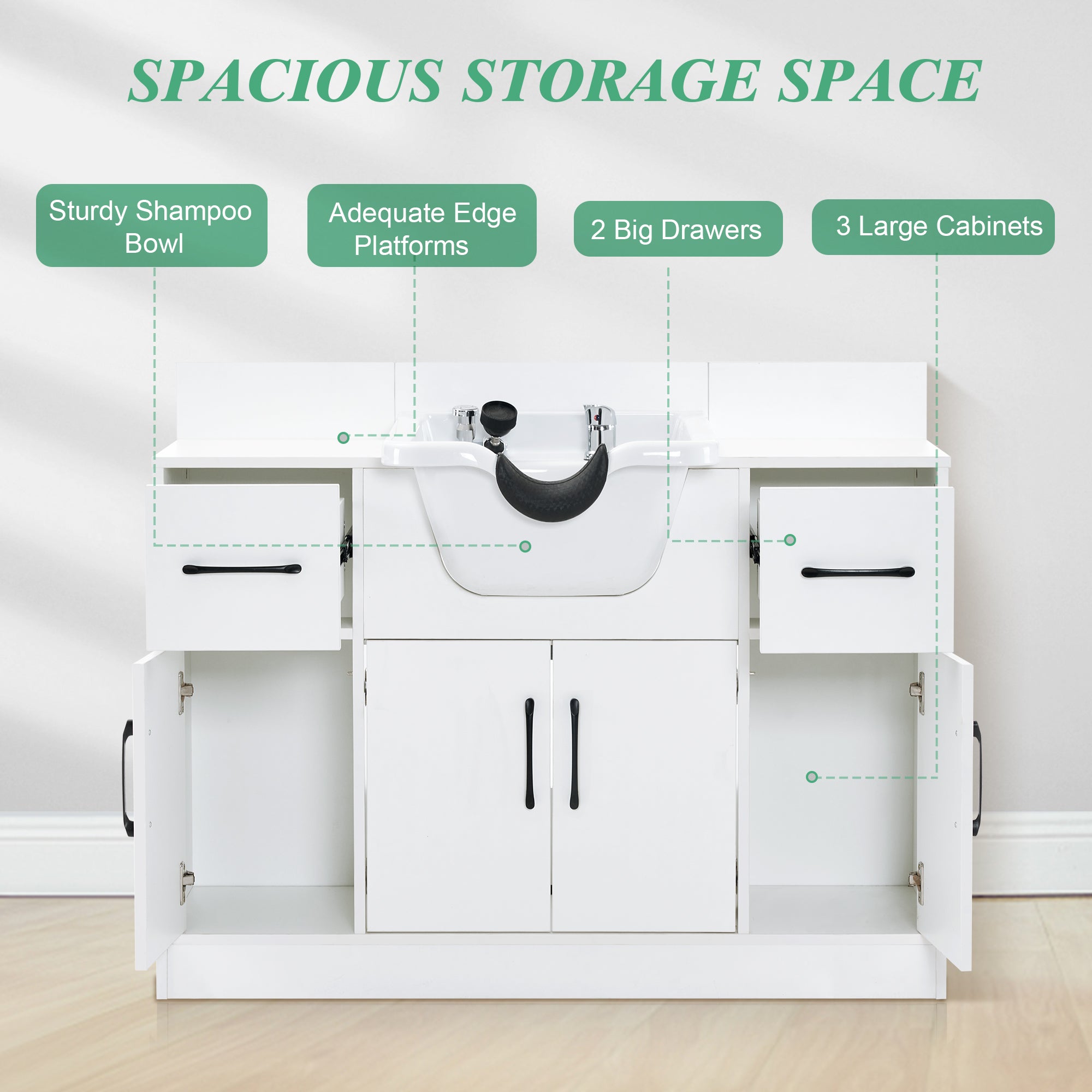 Barber Shampoo Storage Station for Hair Stylist, Salon Beauty Equipment with Backwash Sink 7139