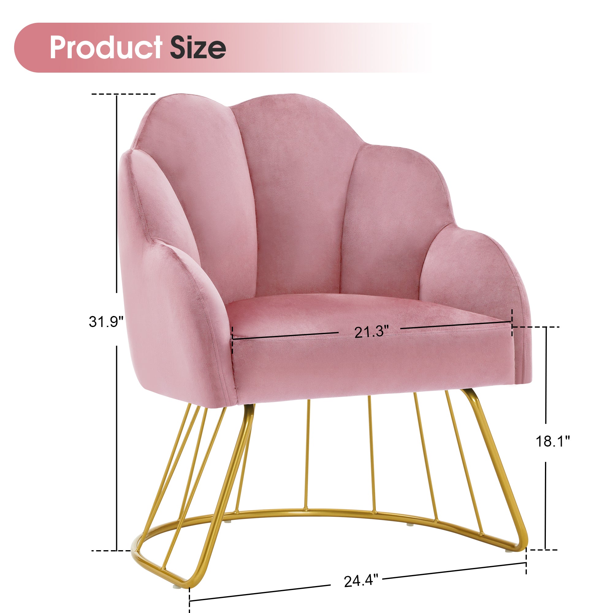 Beauty Nail Chair with Golden Support Leg, Home Dressing Makeup Armchair 3510