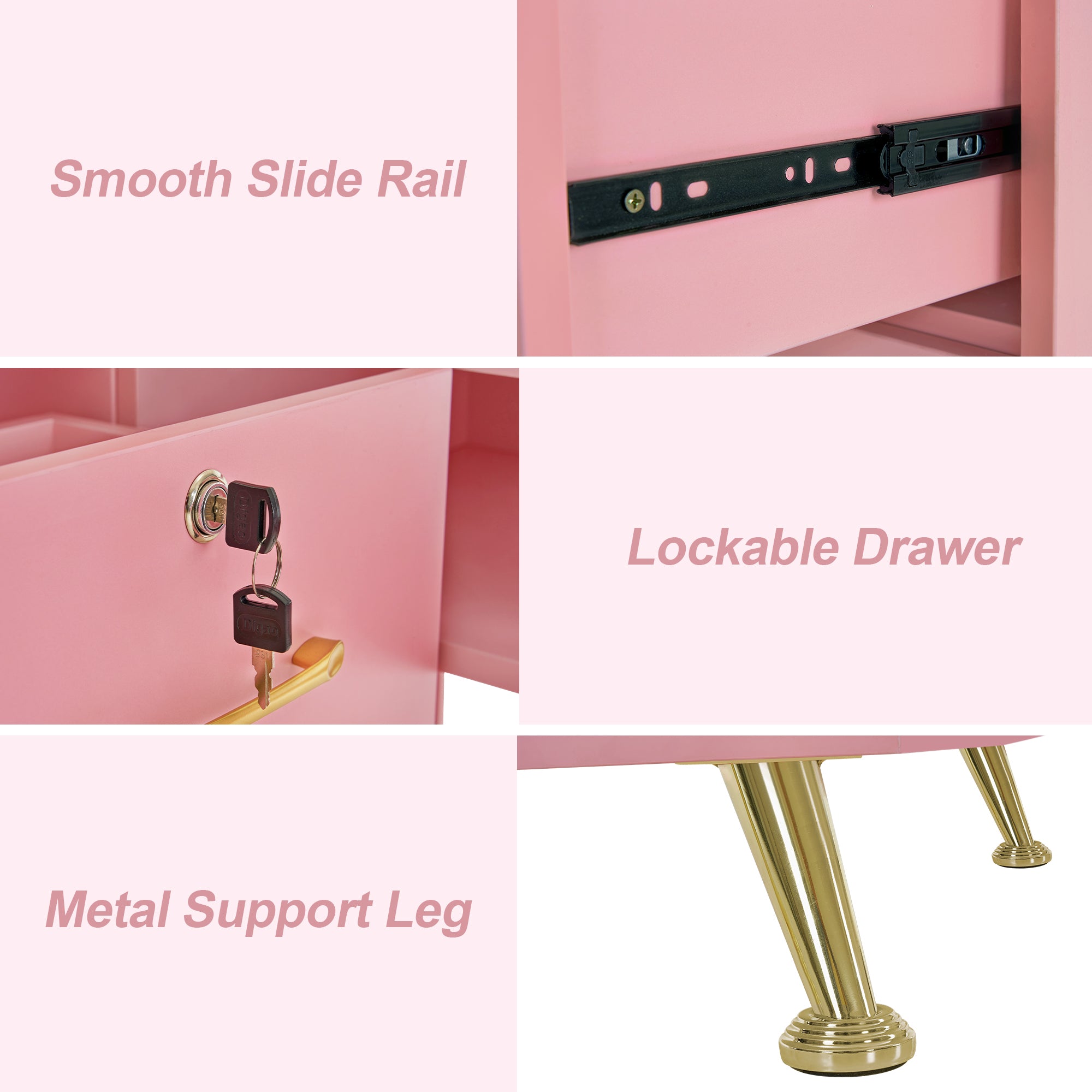 L-Shaped Multi-functional Storage Manicure Table, Beauty Nail Desk with Open Space 2866