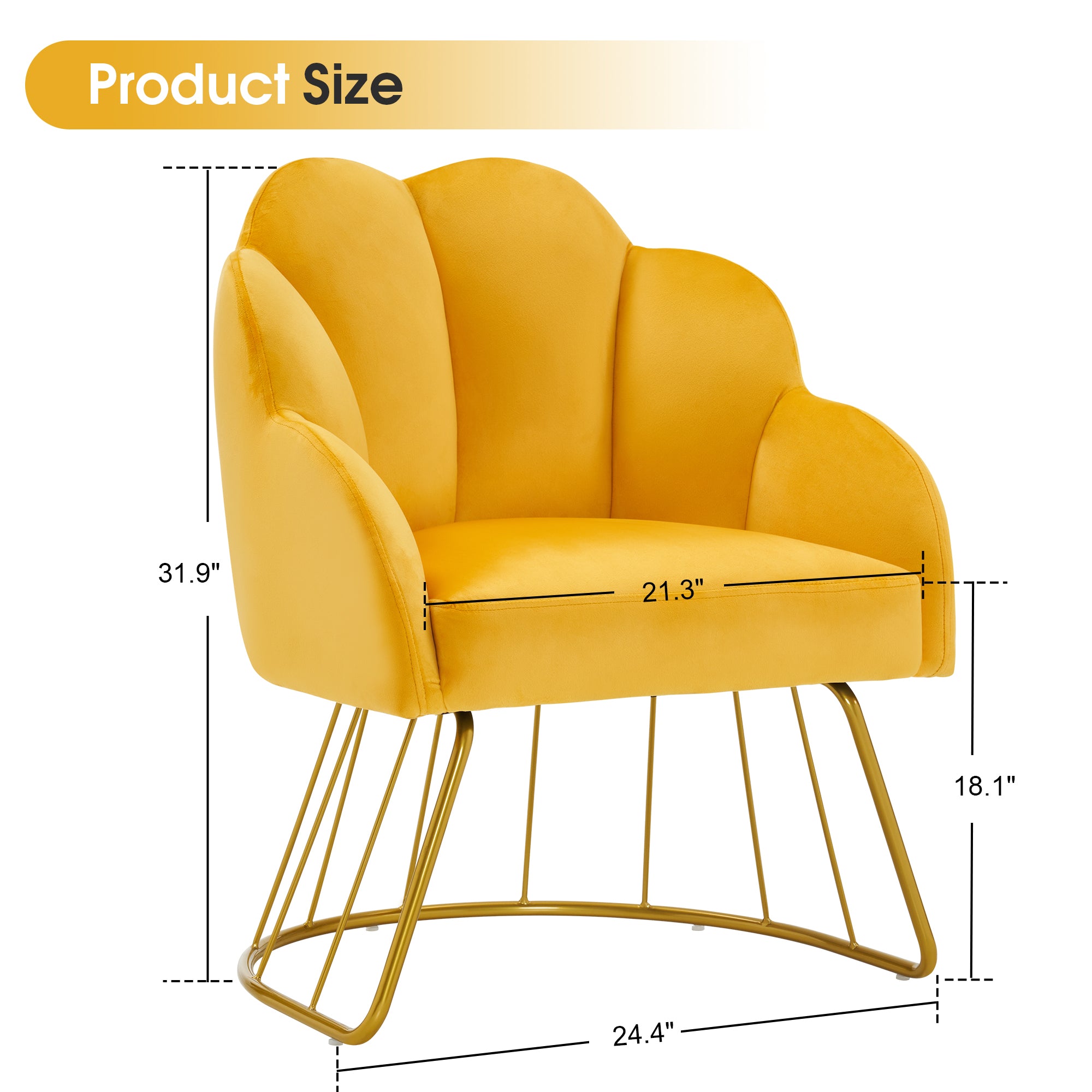 Beauty Nail Chair with Golden Support Leg, Home Dressing Makeup Armchair 3510