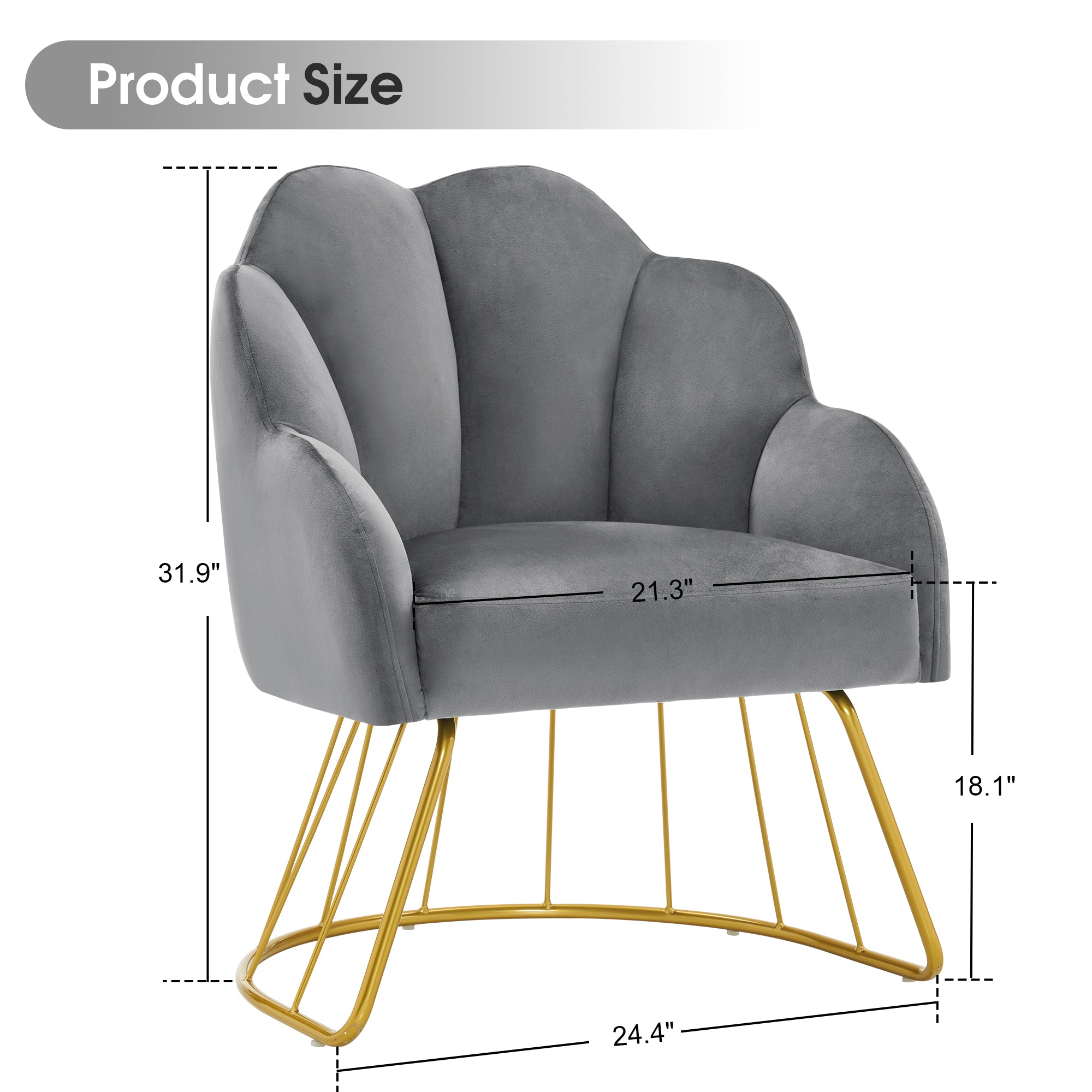 Beauty Nail Chair with Golden Support Leg, Home Dressing Makeup Armchair 3510
