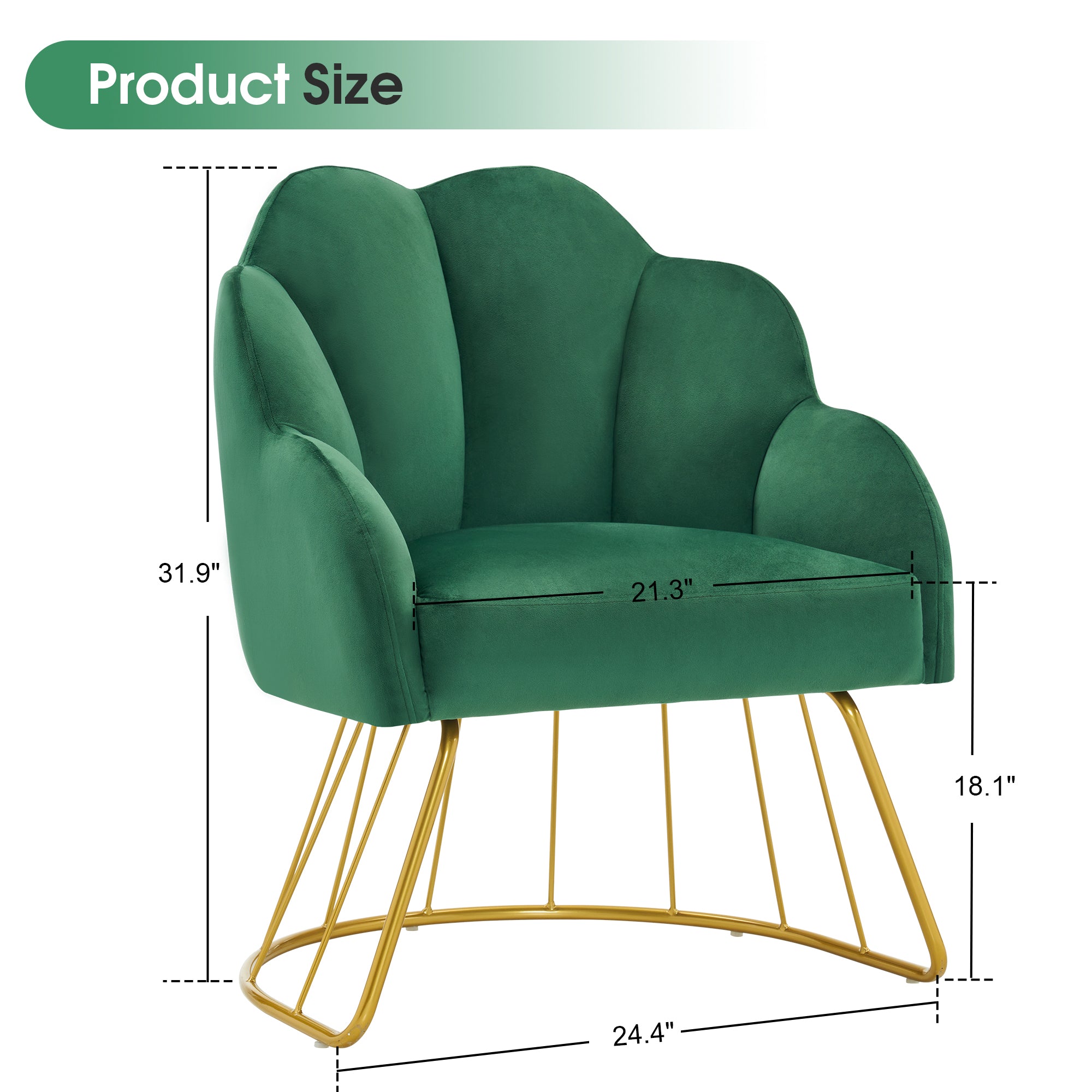 Beauty Nail Chair with Golden Support Leg, Home Dressing Makeup Armchair 3510