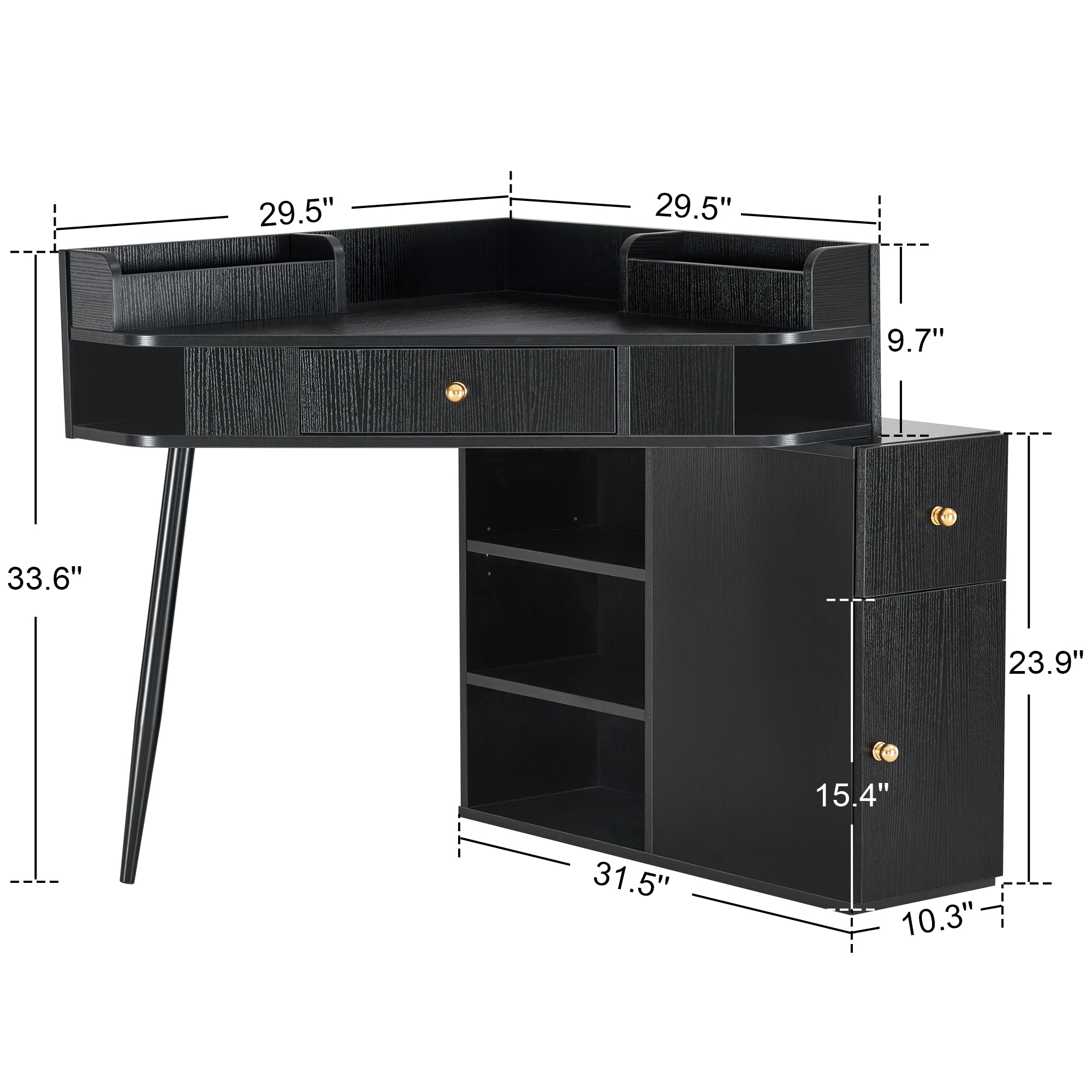 BarberPub Corner Dressing Table with Open Shelves Makeup Reception Station 2822
