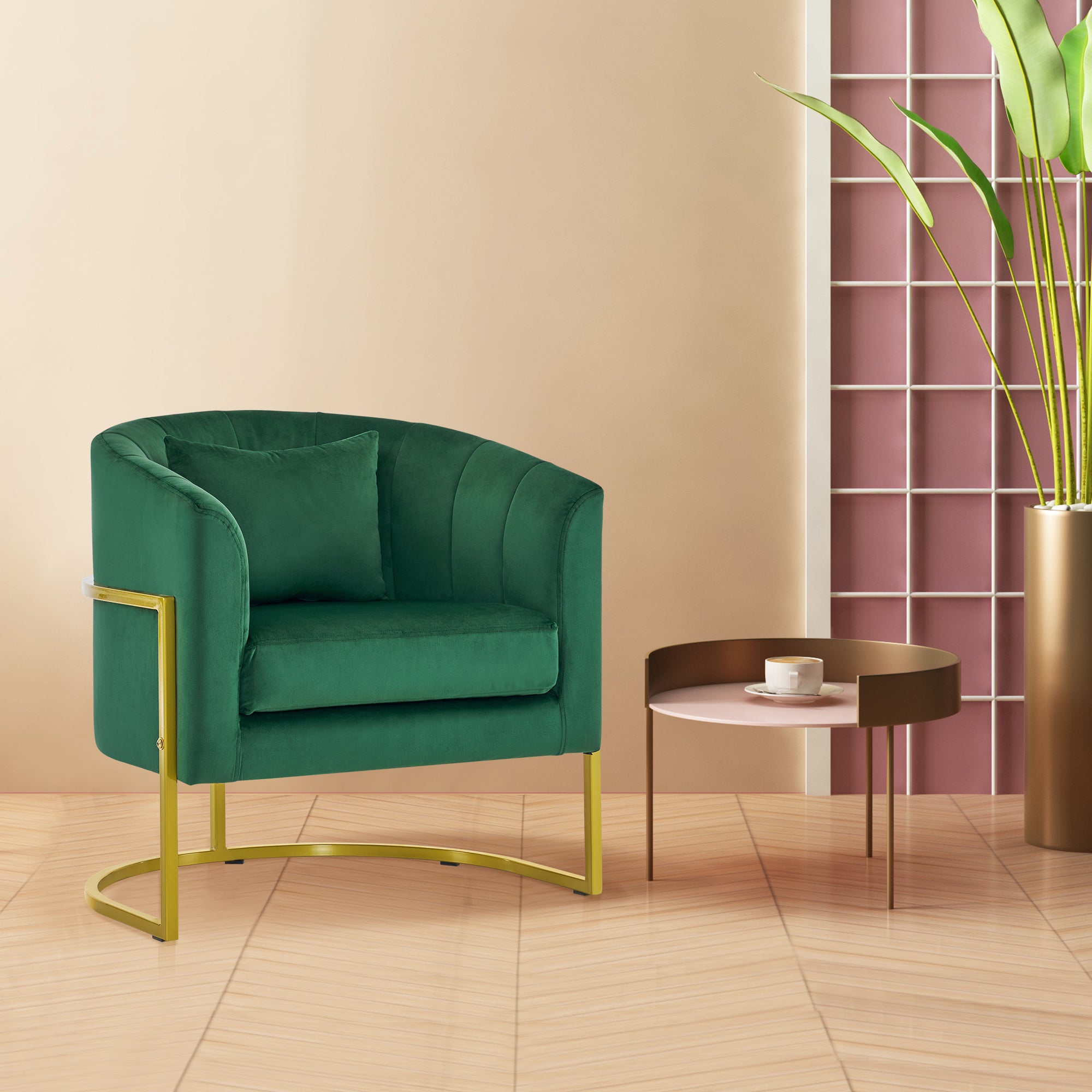 Manicure Art Chair with Pillow, Beauty SPA Reception Chair with Golden Support Leg 3513