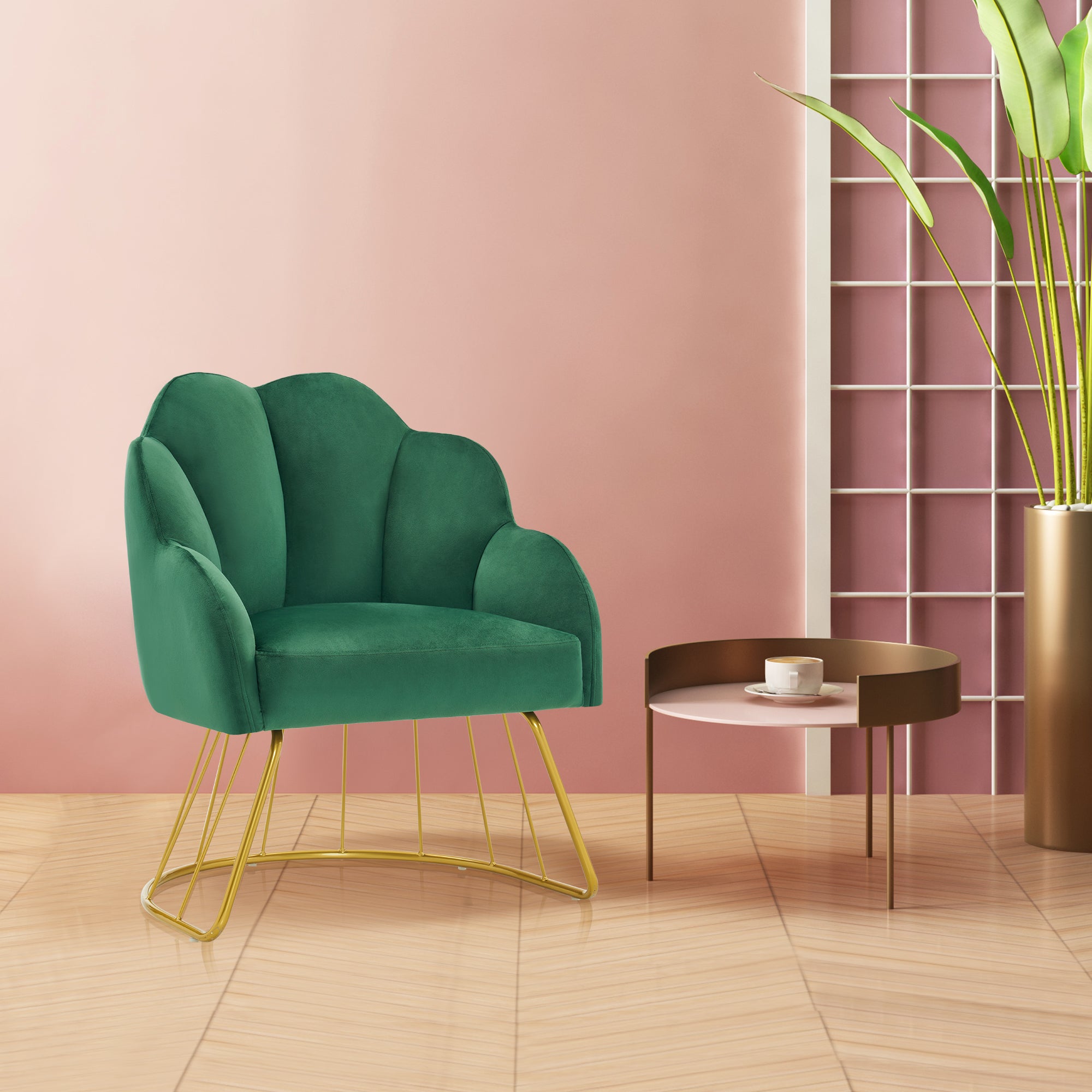 Beauty Nail Chair with Golden Support Leg, Home Dressing Makeup Armchair 3510