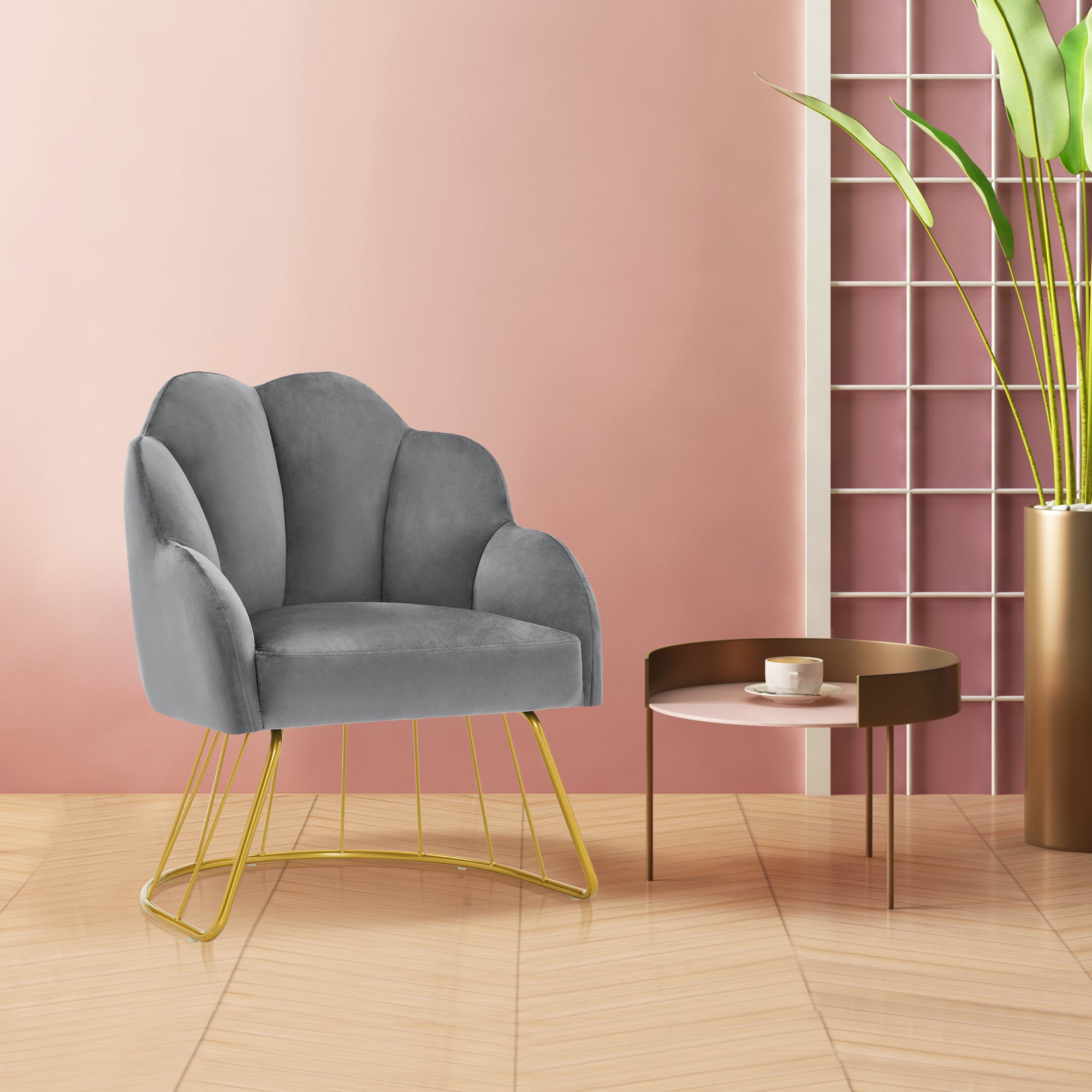 Beauty Nail Chair with Golden Support Leg, Home Dressing Makeup Armchair 3510